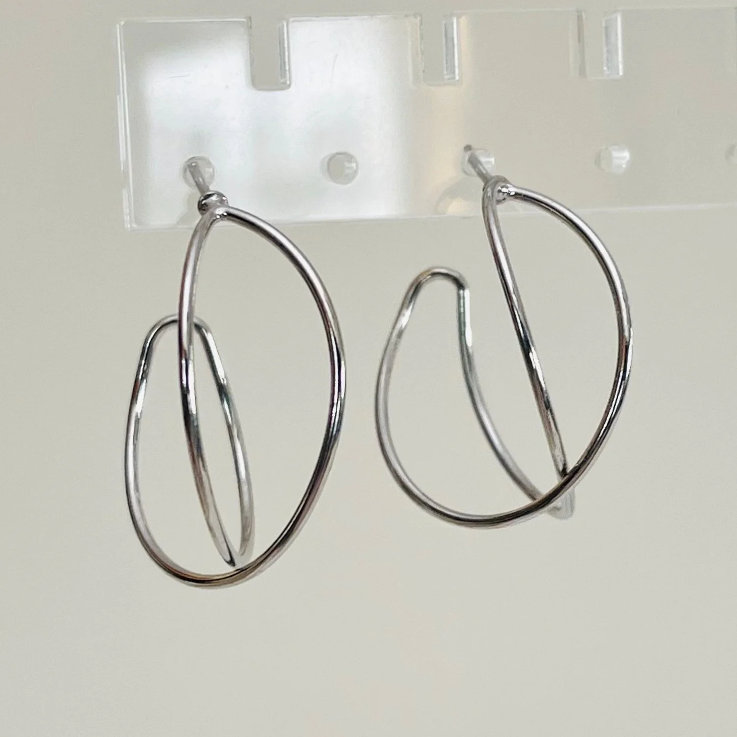 Silver Cross Wire Hoops