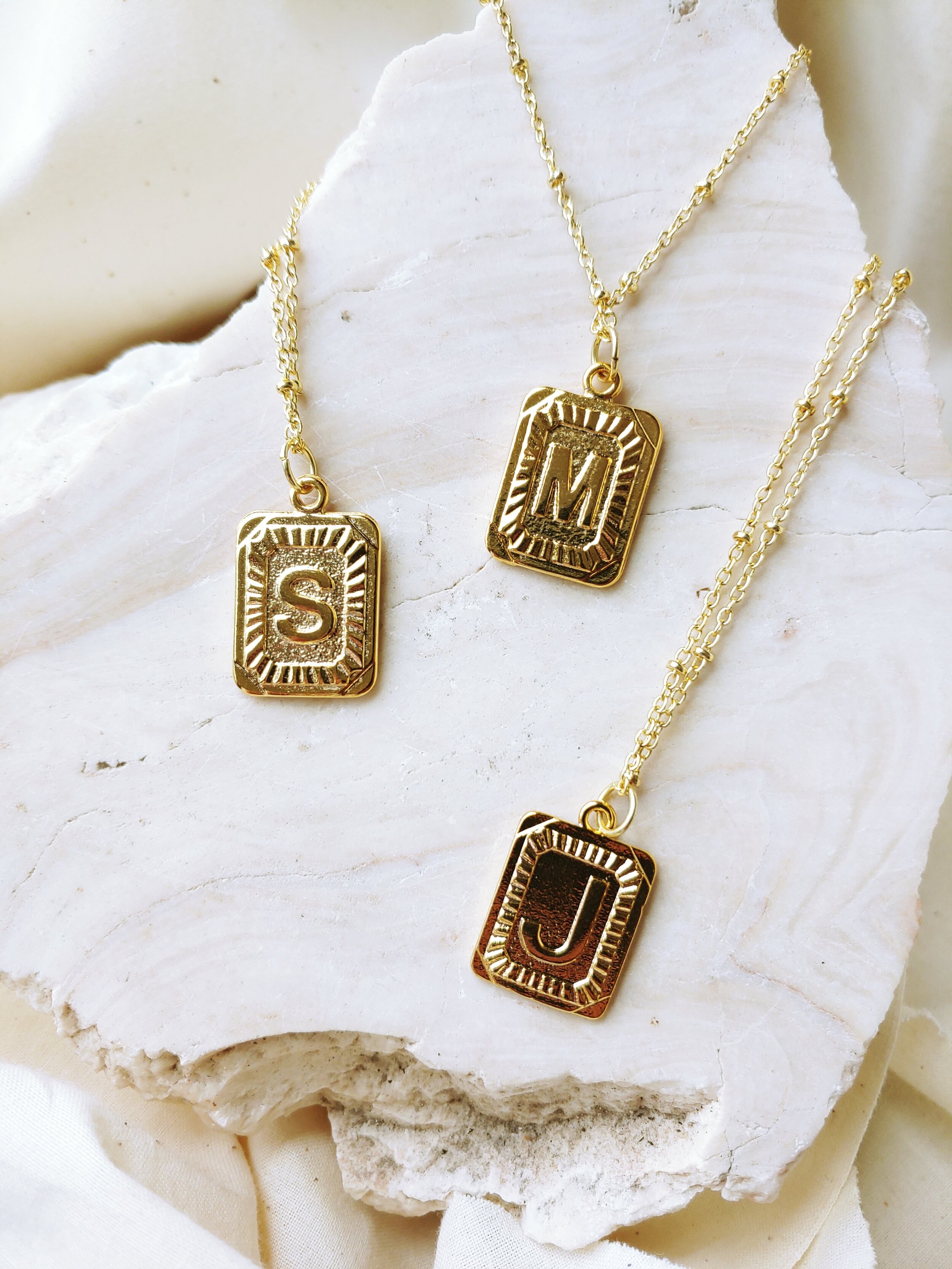 Gold Monogram Letter Pendant Necklace — Free Spirit NY