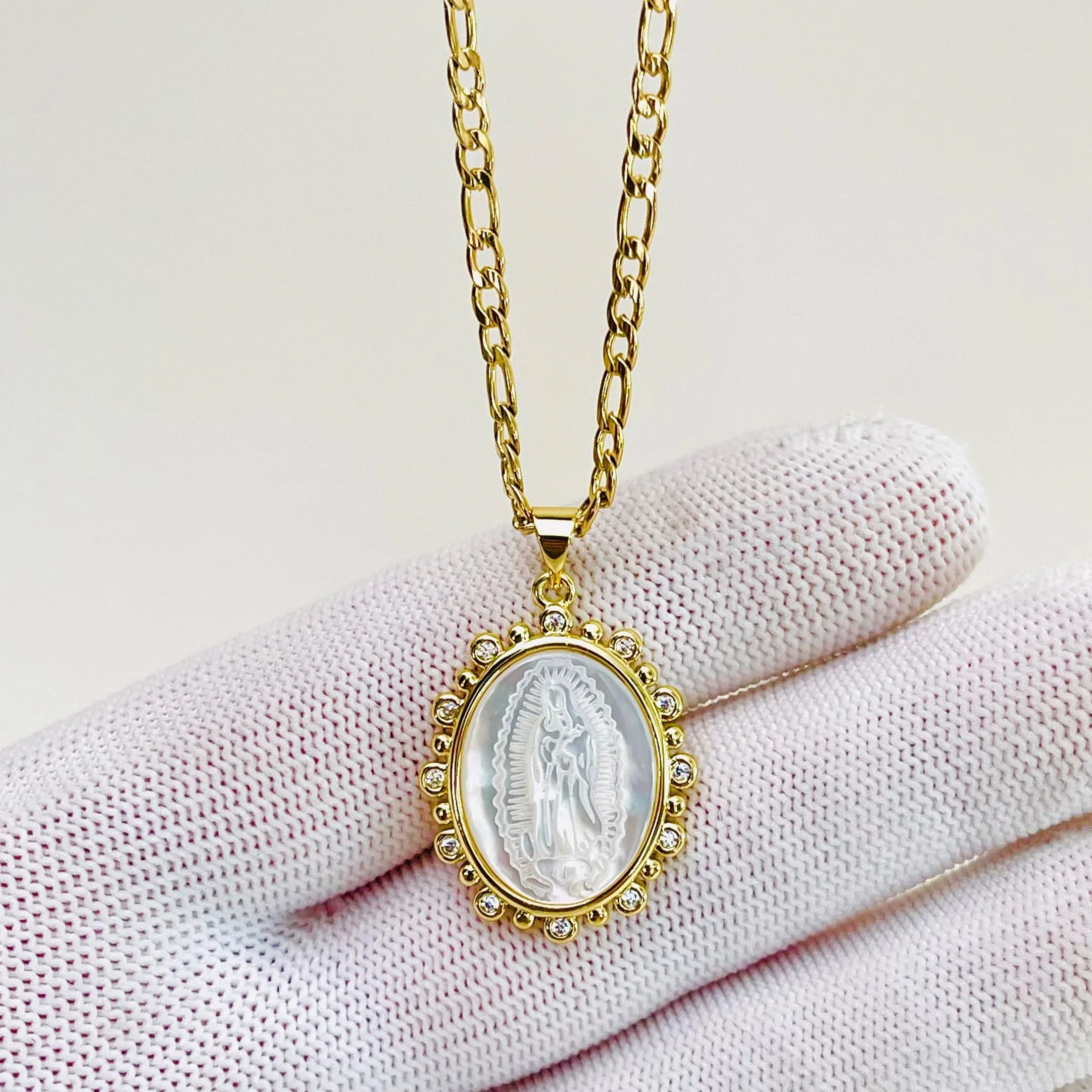 Mother of Pearl Miraculous Medal Pendant