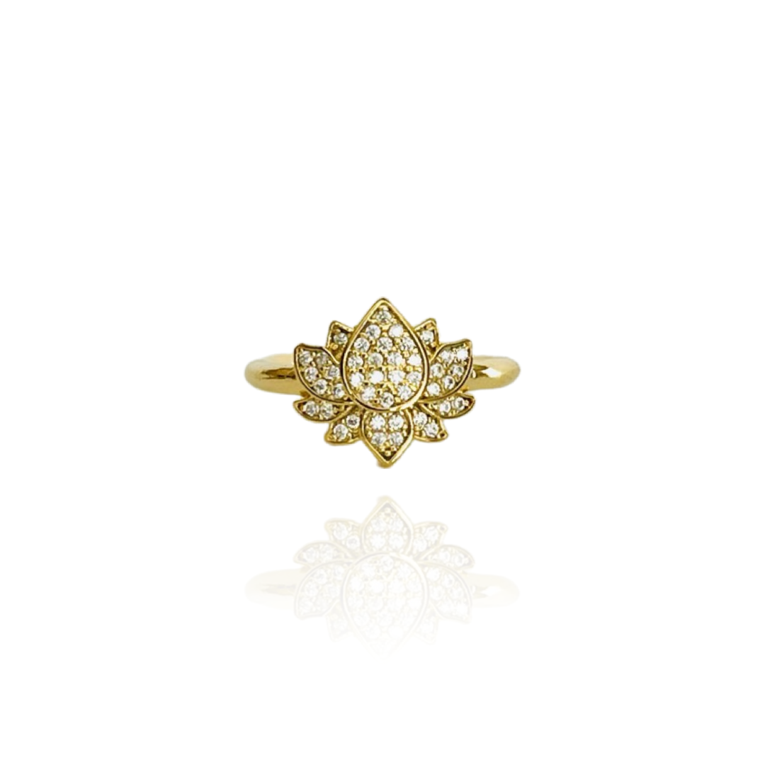 Crystal Pave Lotus Ring