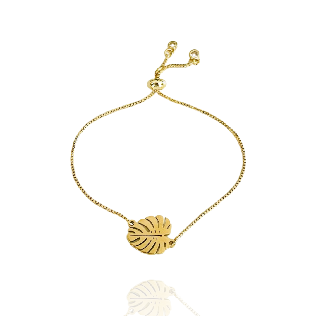 Golden Monstera Leaf Bracelet