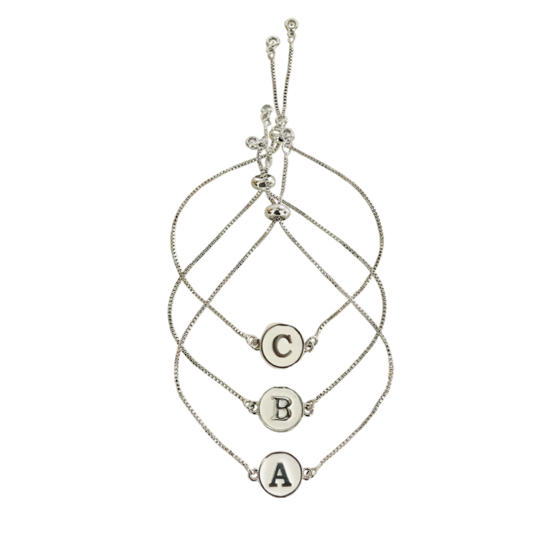 Silver Monogram Adjustable Bracelet