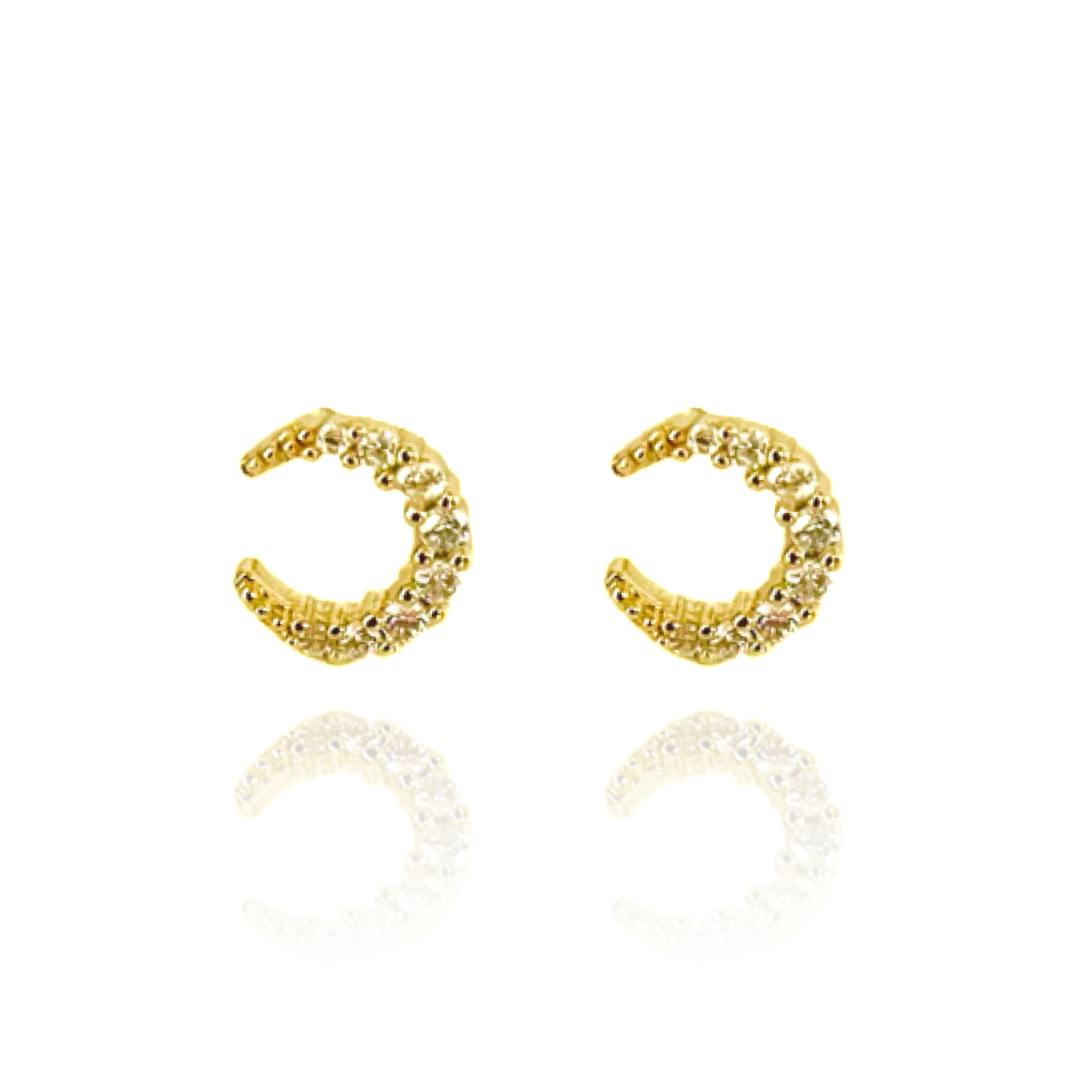Crystal Crescent Moon Studs