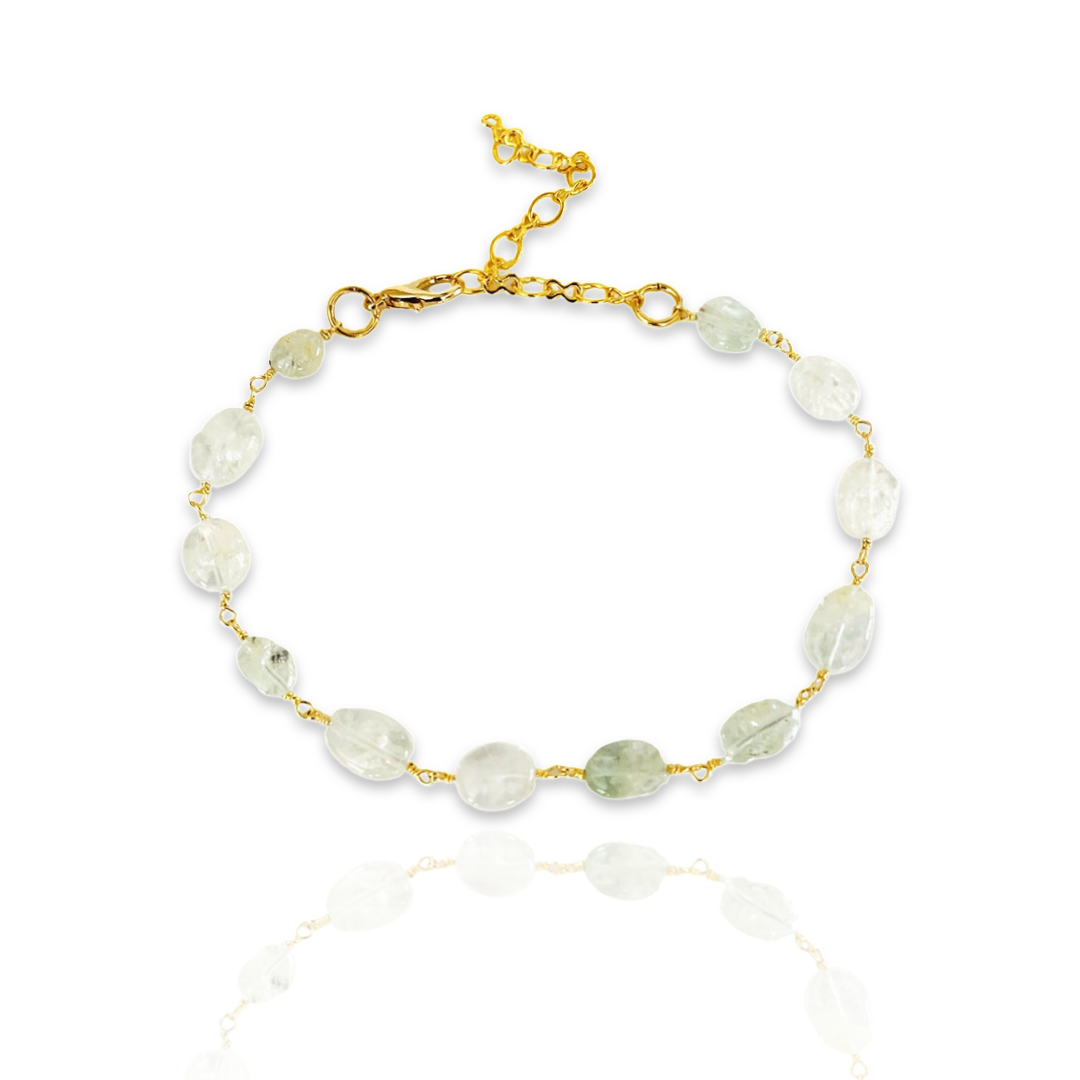 Natural Oval Aquamarine Bead Bracelet