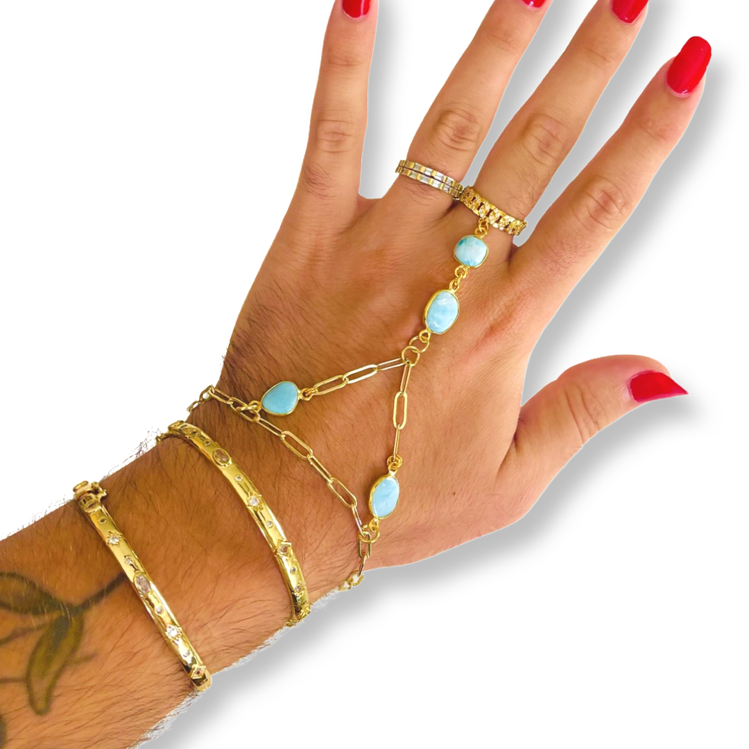 The Larimar Hand Chain Bracelet