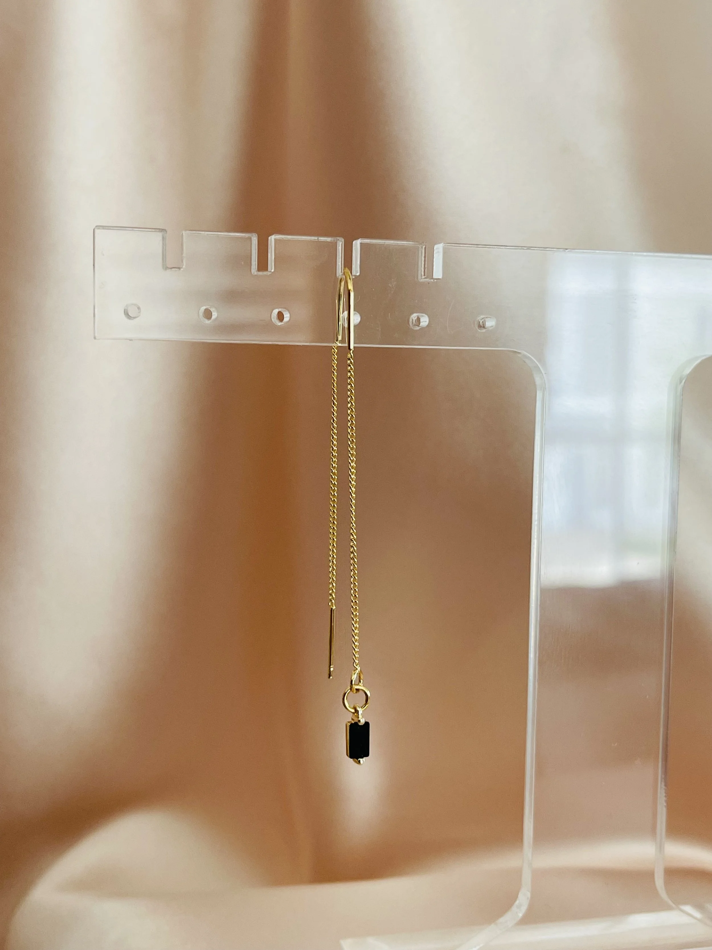 The Black Baguette Crystal Ear Threader