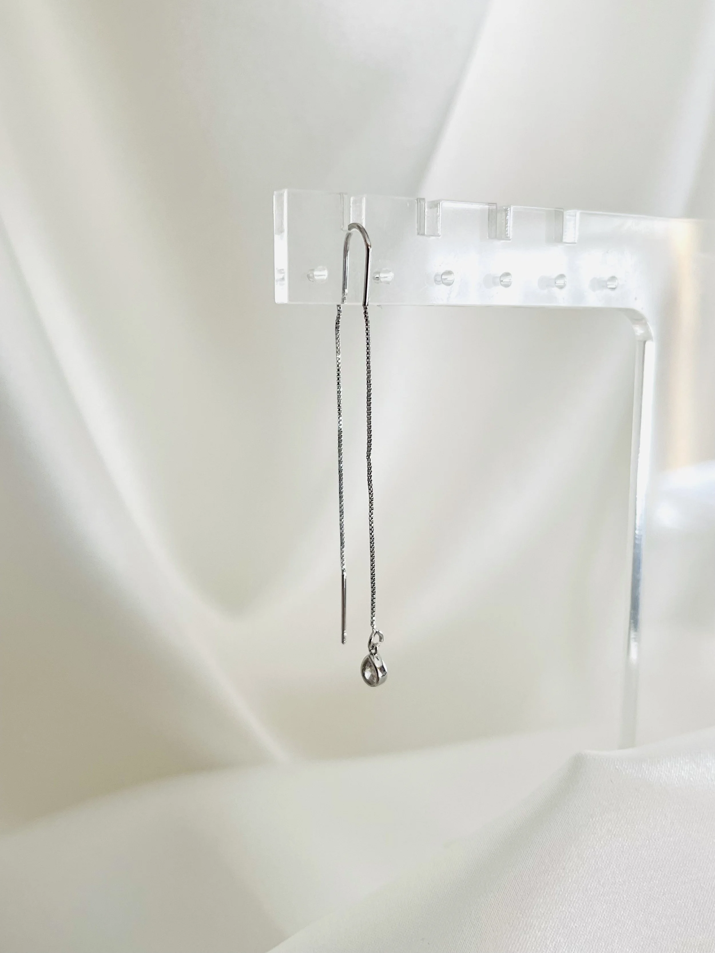 The Silver Teardrop Crystal Ear Threader