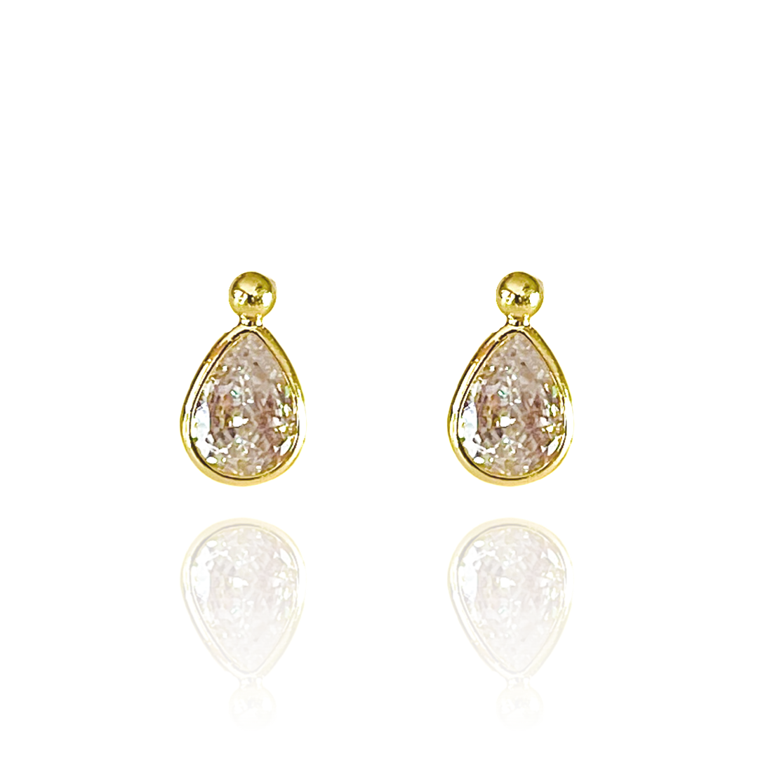 The Golden Teardrop Crystal Studs