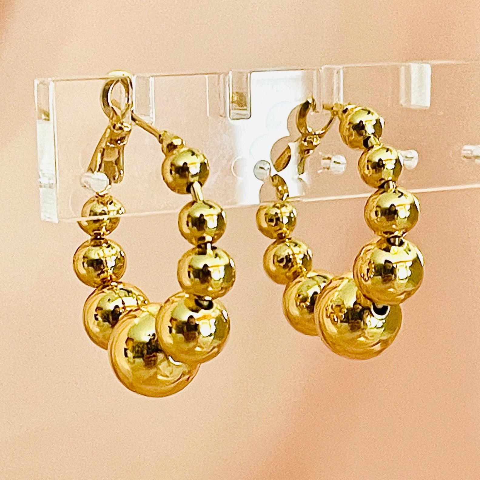 The Golden Beaded Ball Hoops