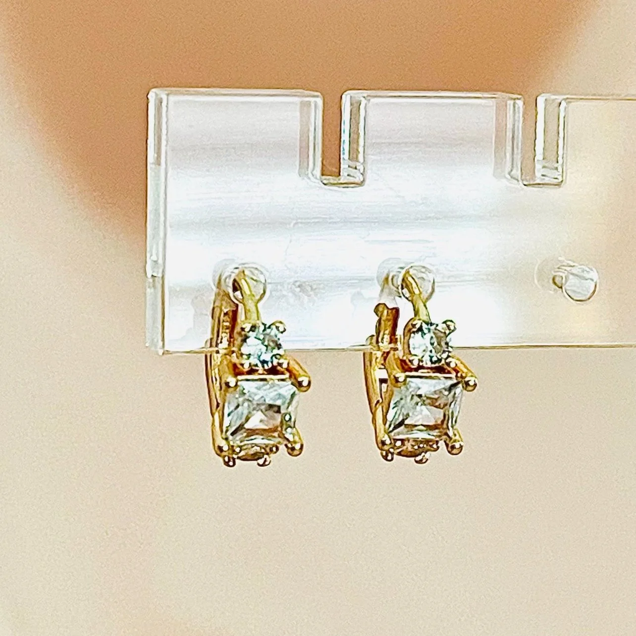 Mini Huggie Hoops With Square Cut Crystal