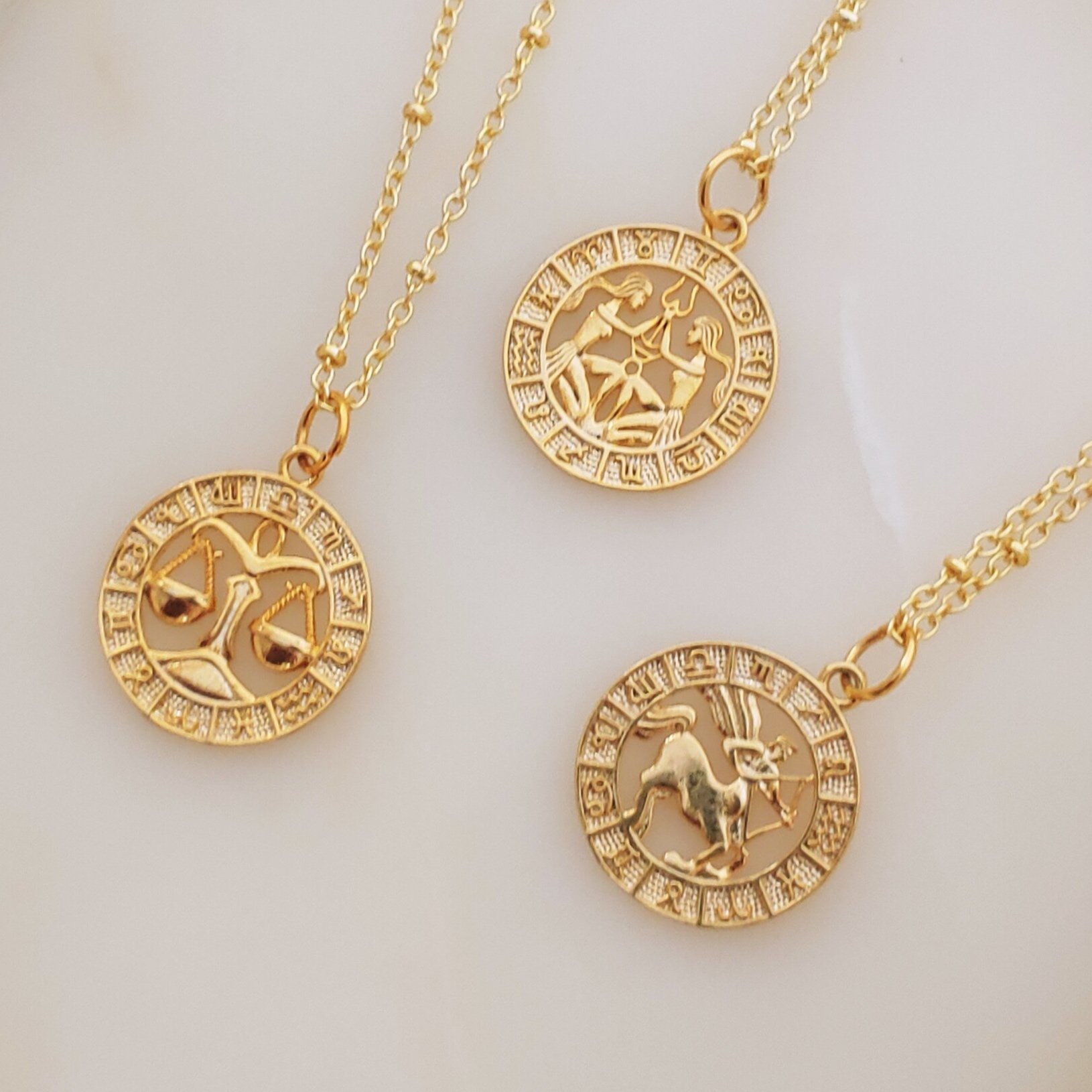 Golden Zodiac Pendant Necklace