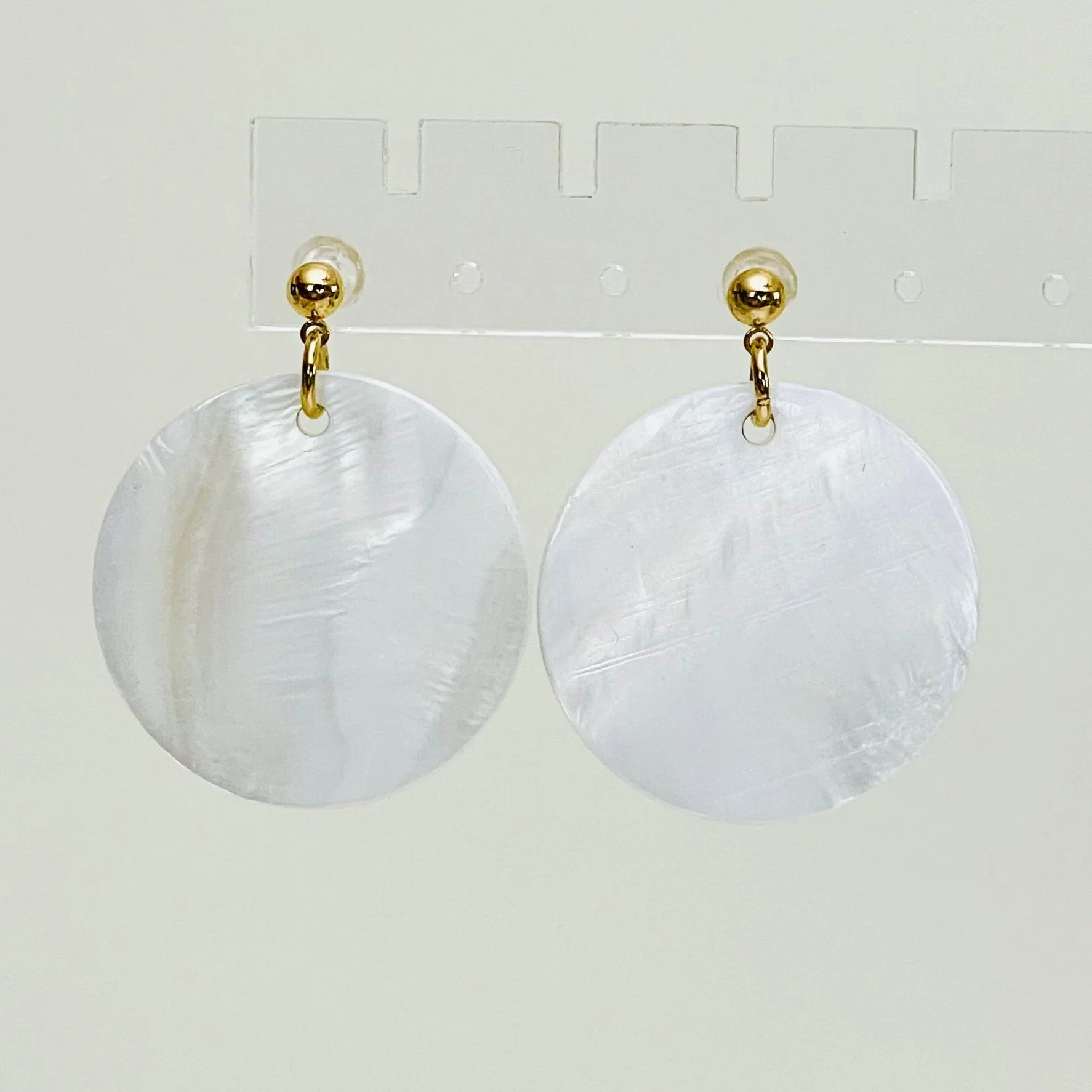 White Mother of Pearl Circle Drops