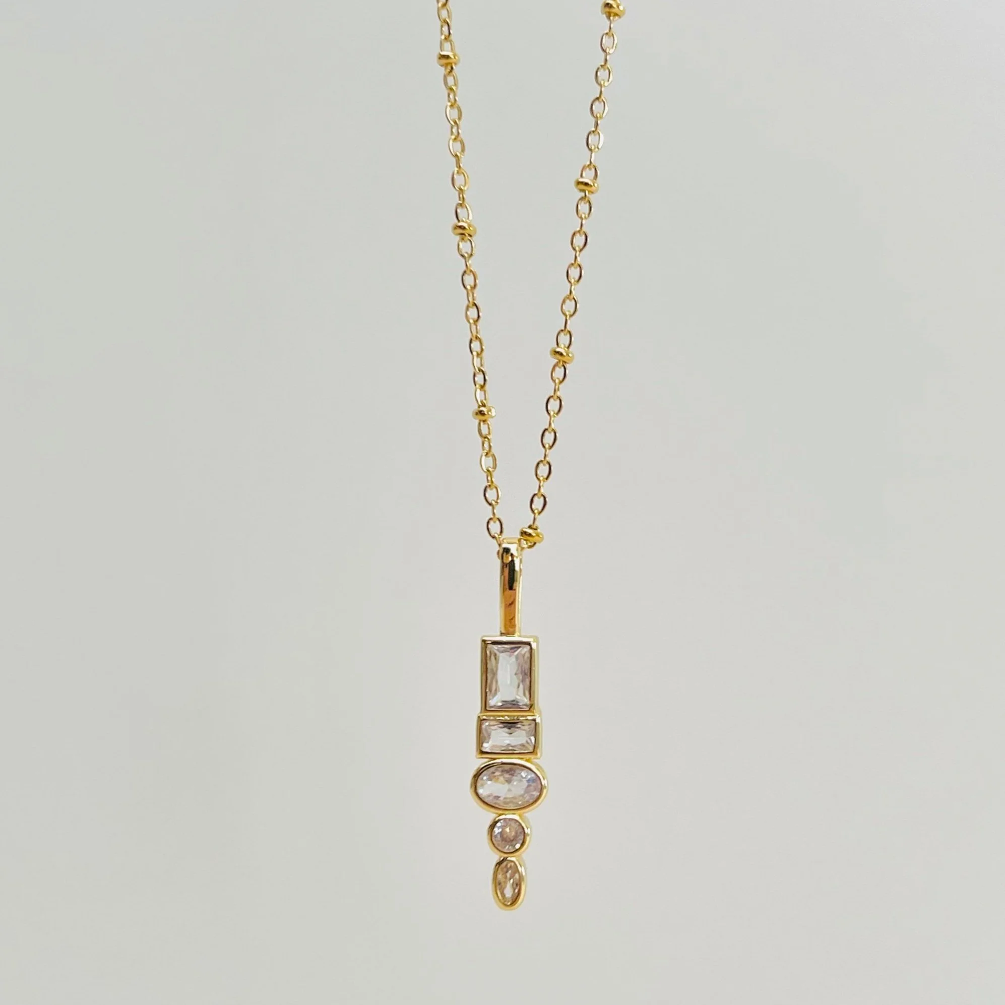 Stacked Mixed Crystal Drop Pendant