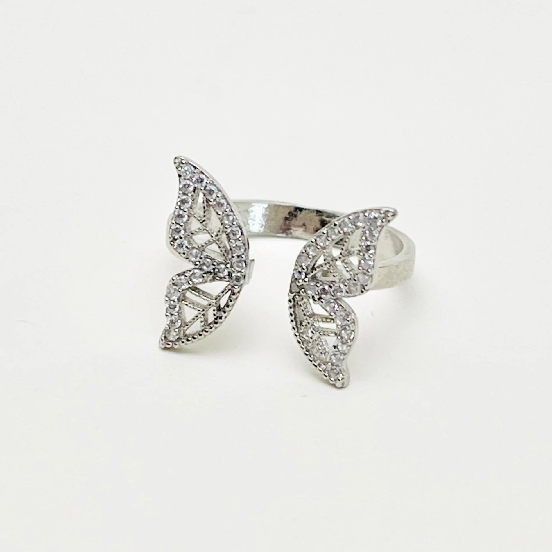 The Crystal Butterfly Wing Wrap Ring - Silver