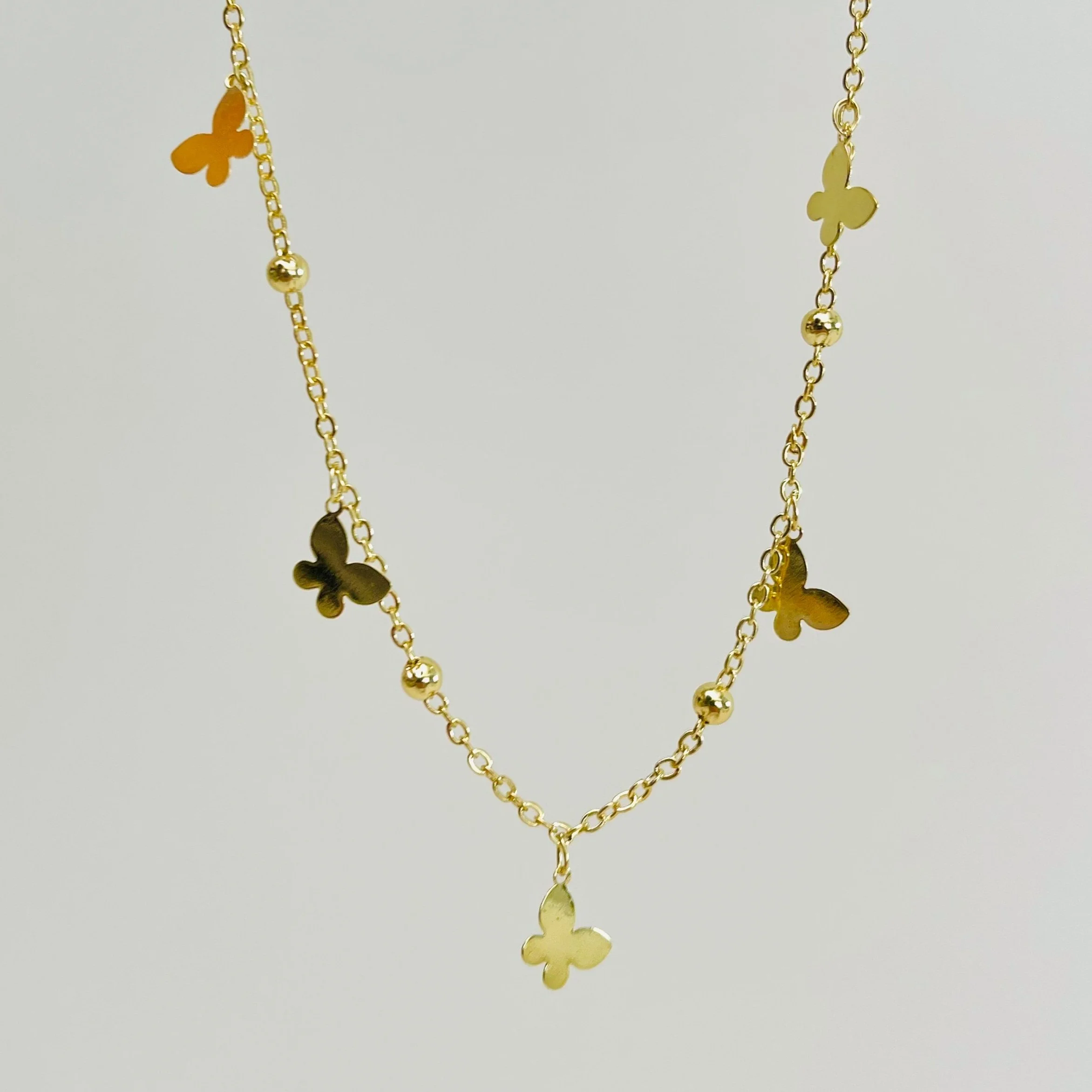 Golden Butterfly Drop Layering Chain