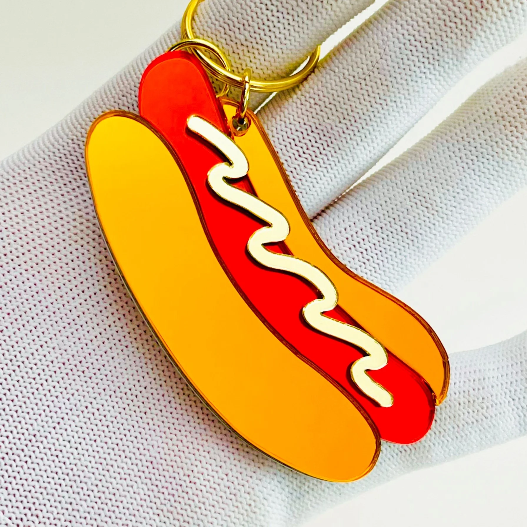 Mirrored Hot Dog Charm