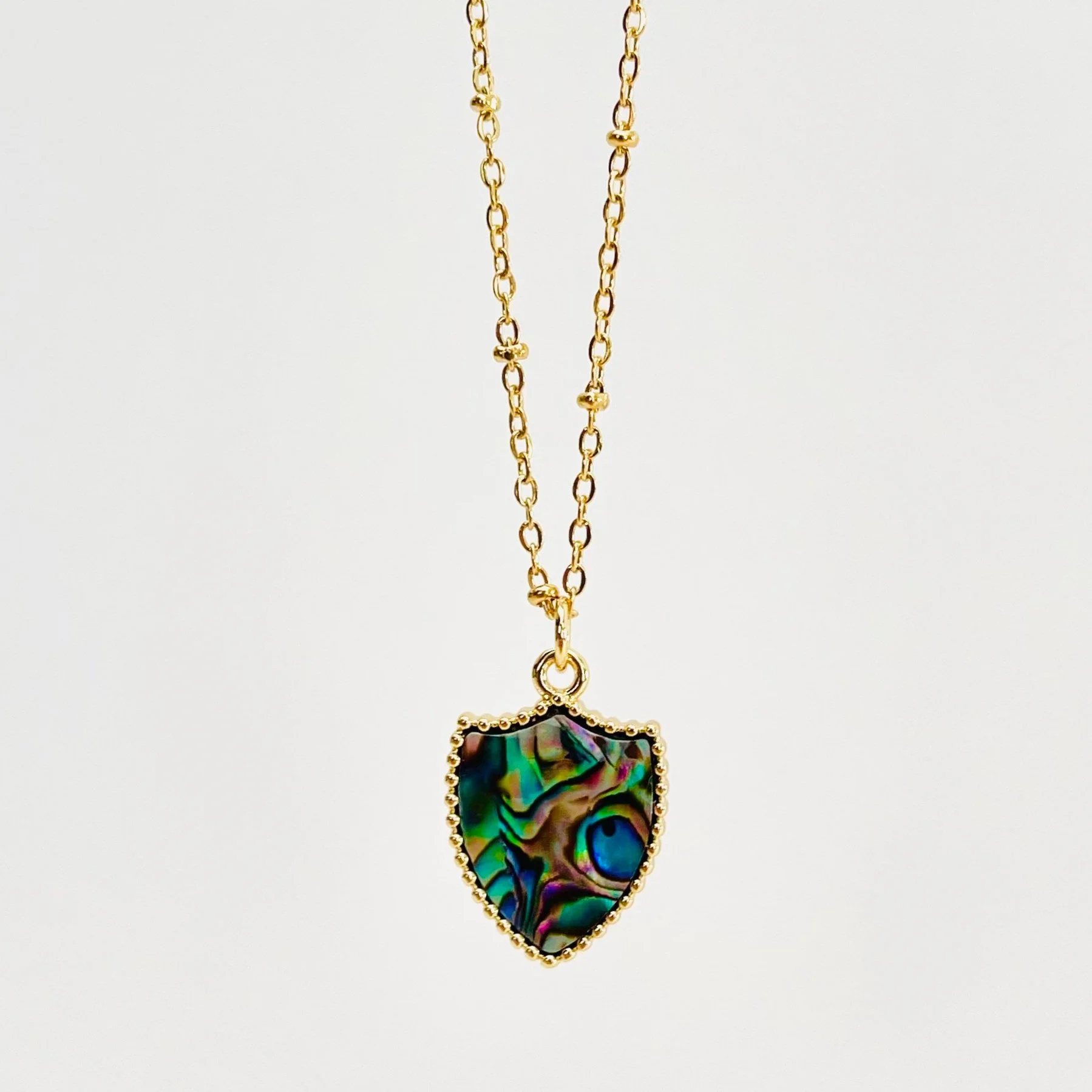 Green Abalone Shield Pendant