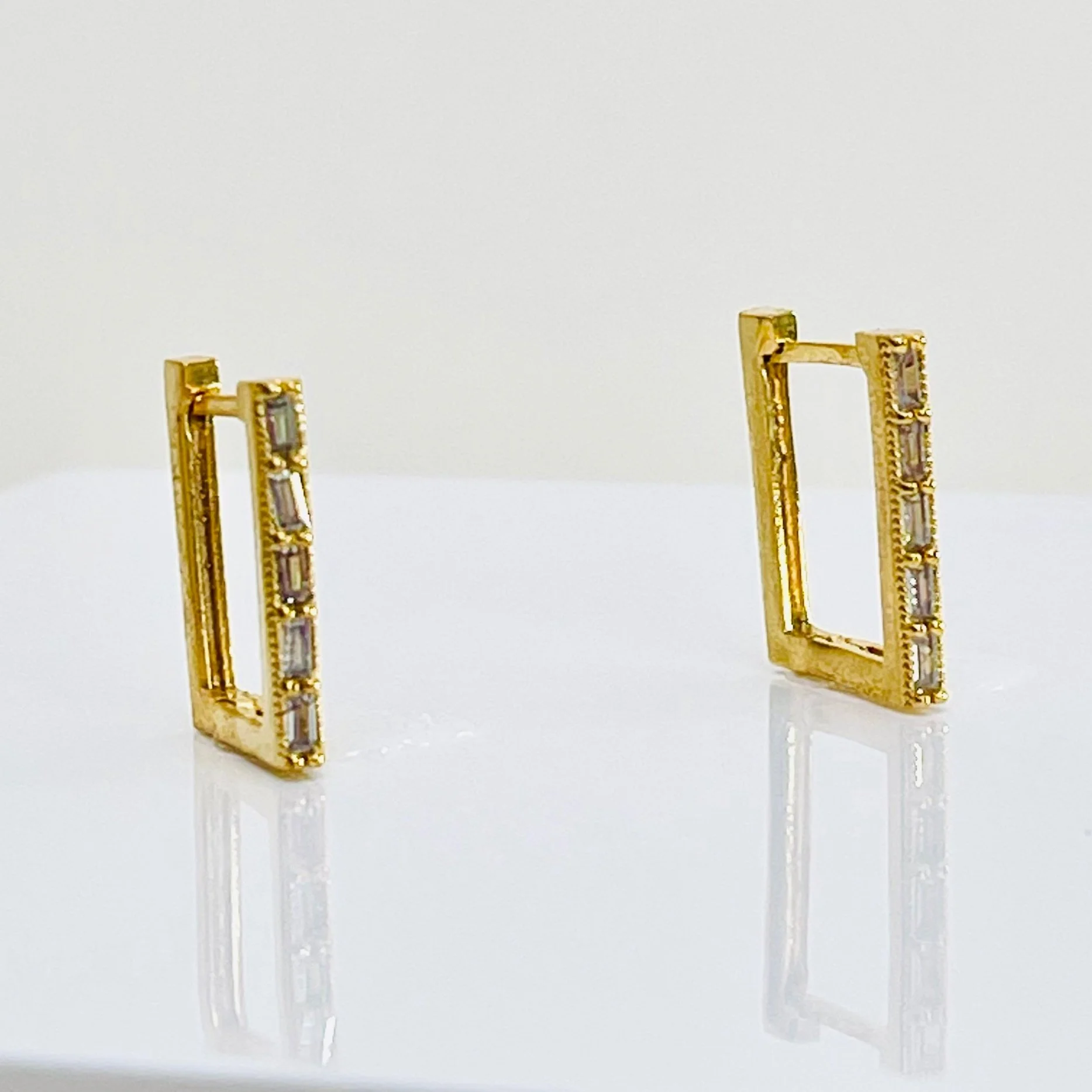 Baguette Crystal Rectangle Hoops