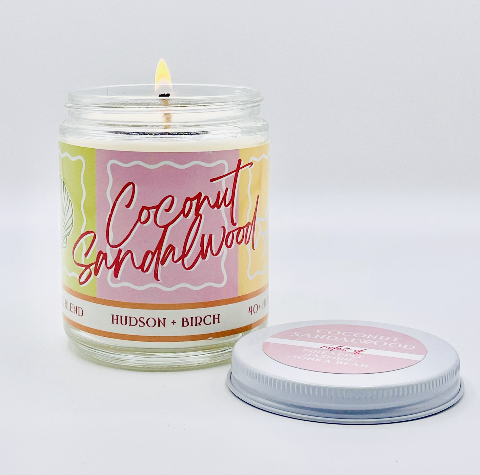COCONUT SANDALWOOD - ARTISANAL HAND POURED 8OZ GLASS JAR CANDLE
