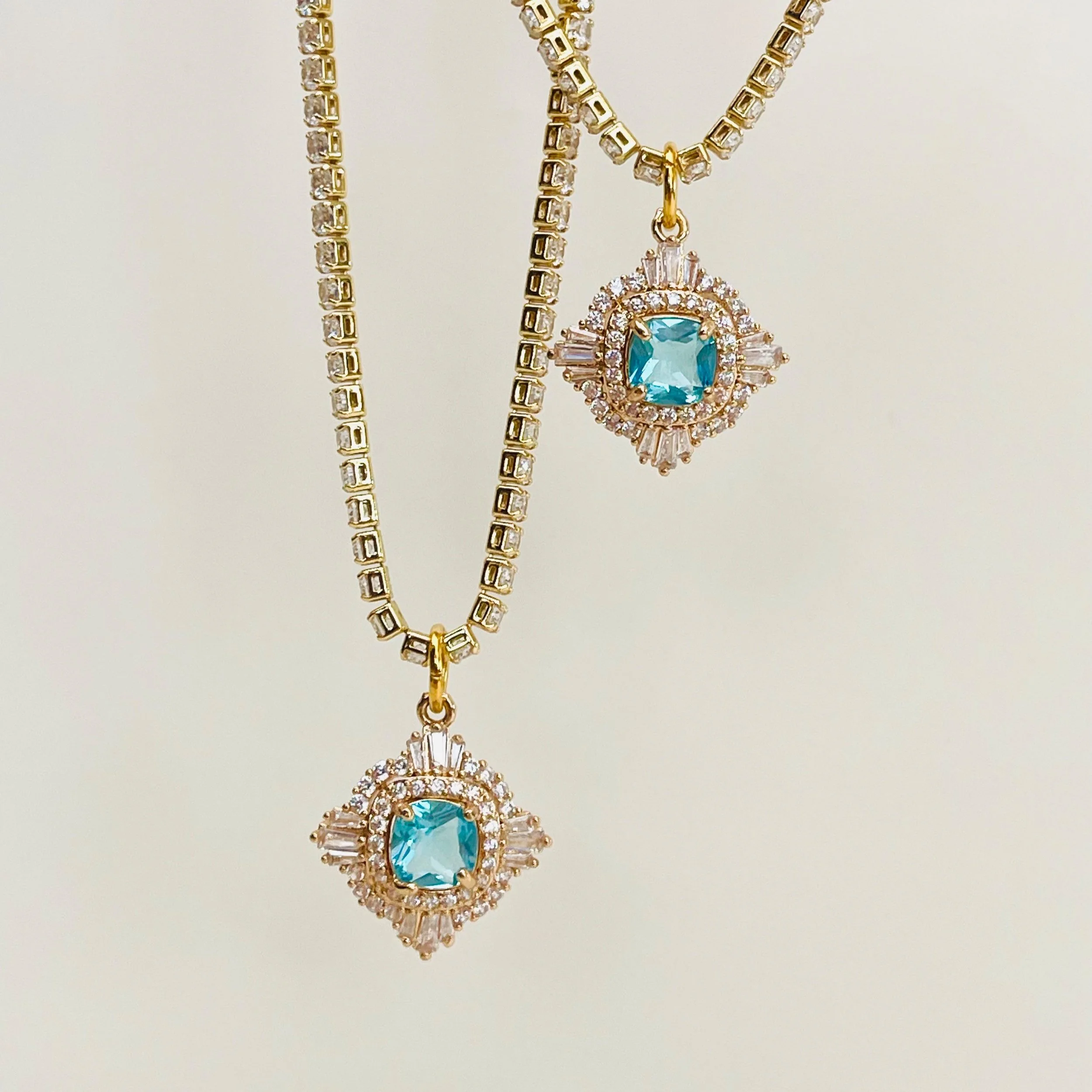Ultramarine Crystal Pendant on Tennis Chain