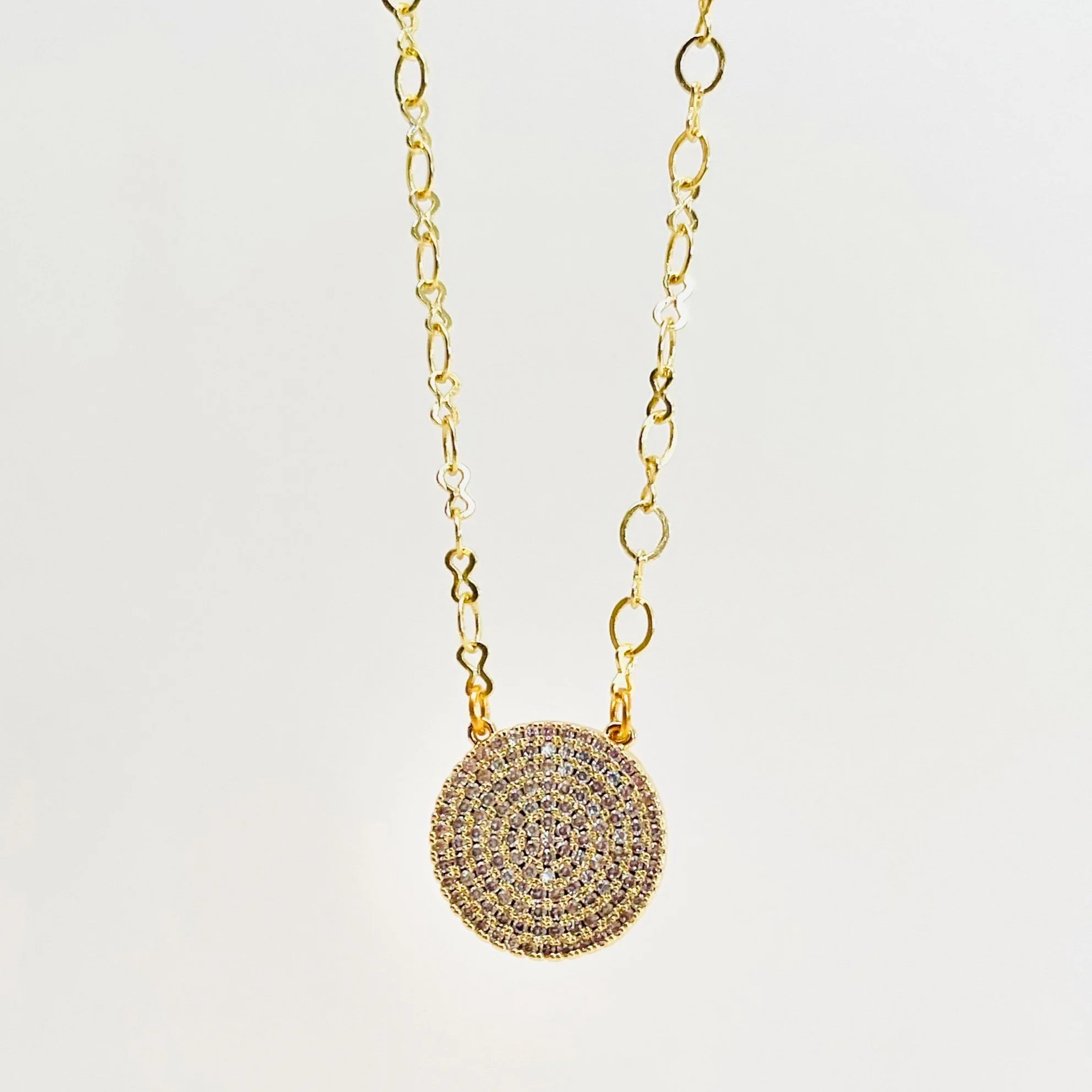 Pave Crystal Circular Crest Pendant