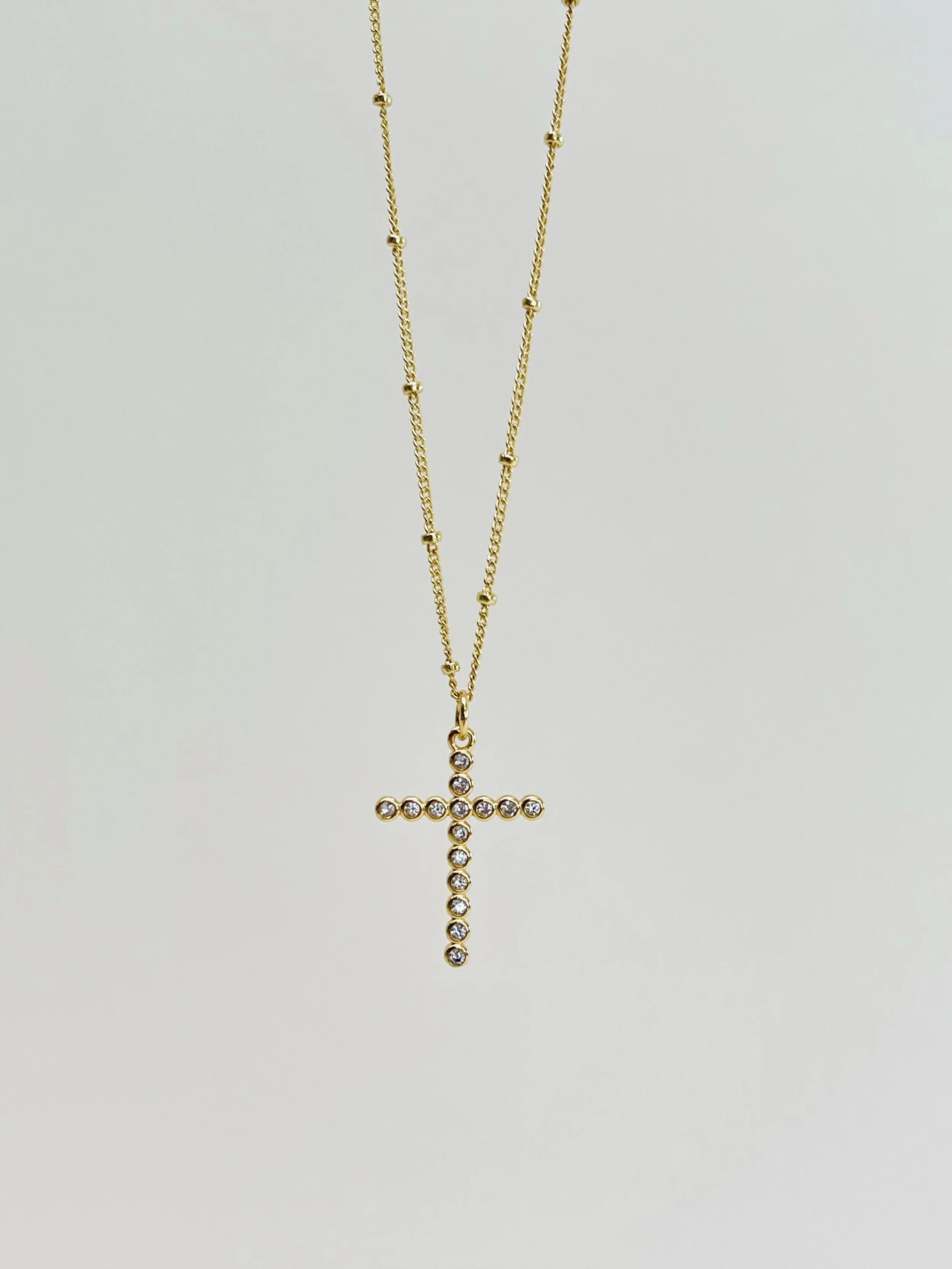 Bezel Set Crystal Cross Pendant