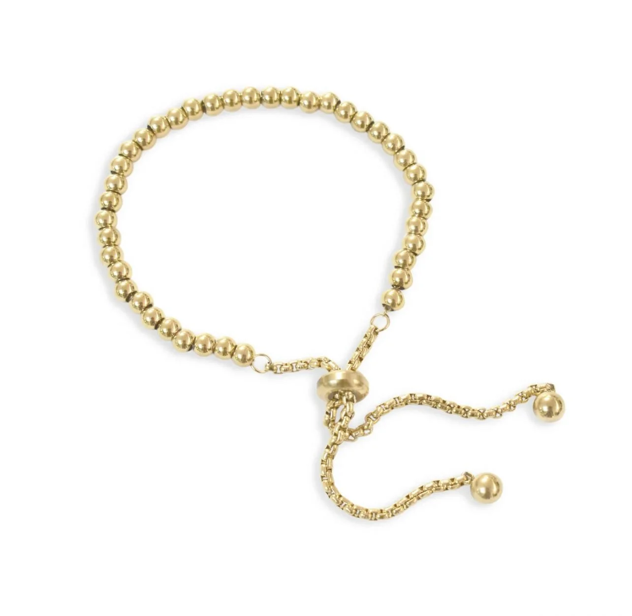 Golden Ball Adjustable Bracelet - Stainless Steel