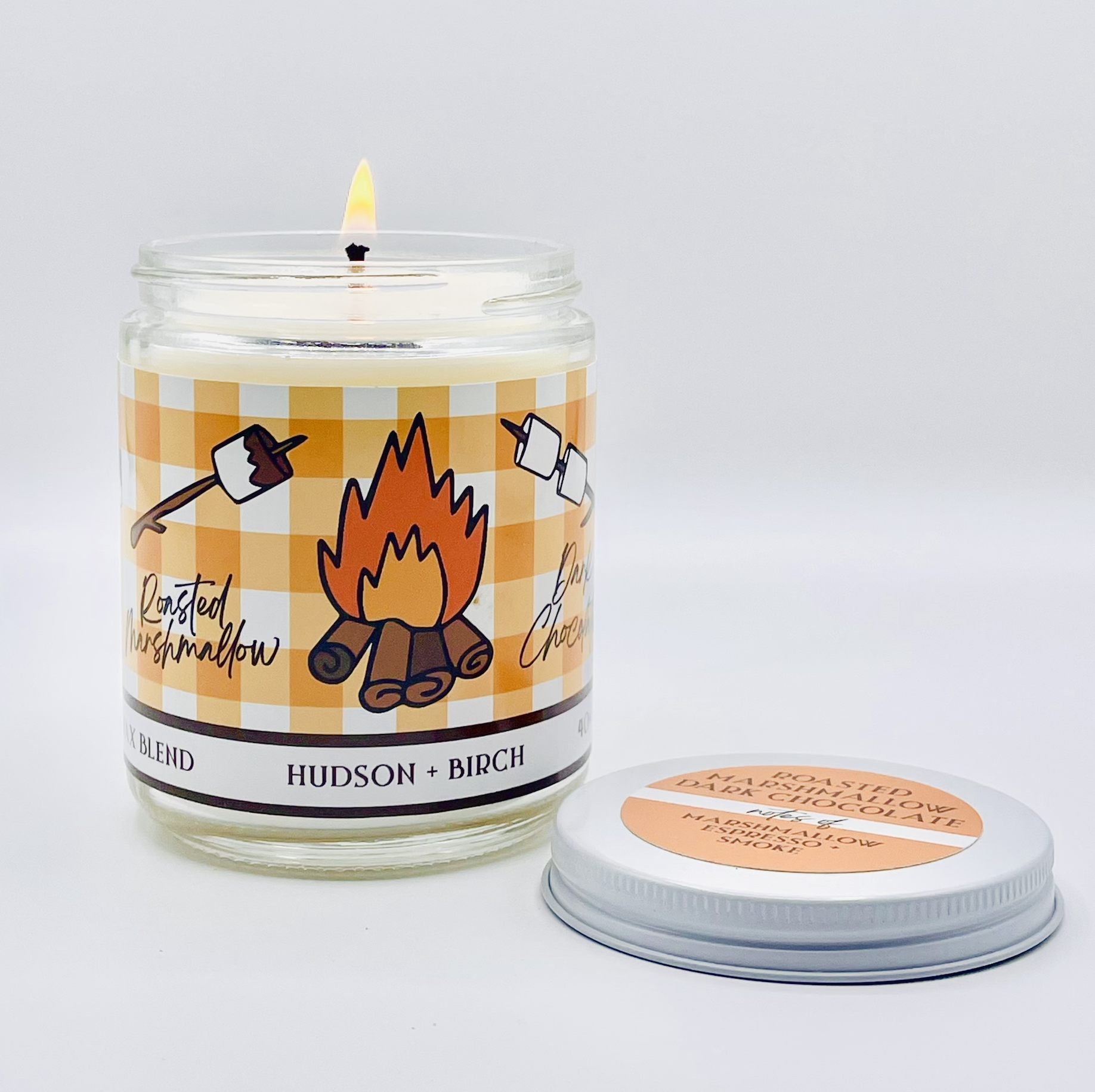 ROASTED MARSHMALLOW AND DARK CHOCOLATE - ARTISANAL HAND POURED 8OZ GLASS JAR CANDLE