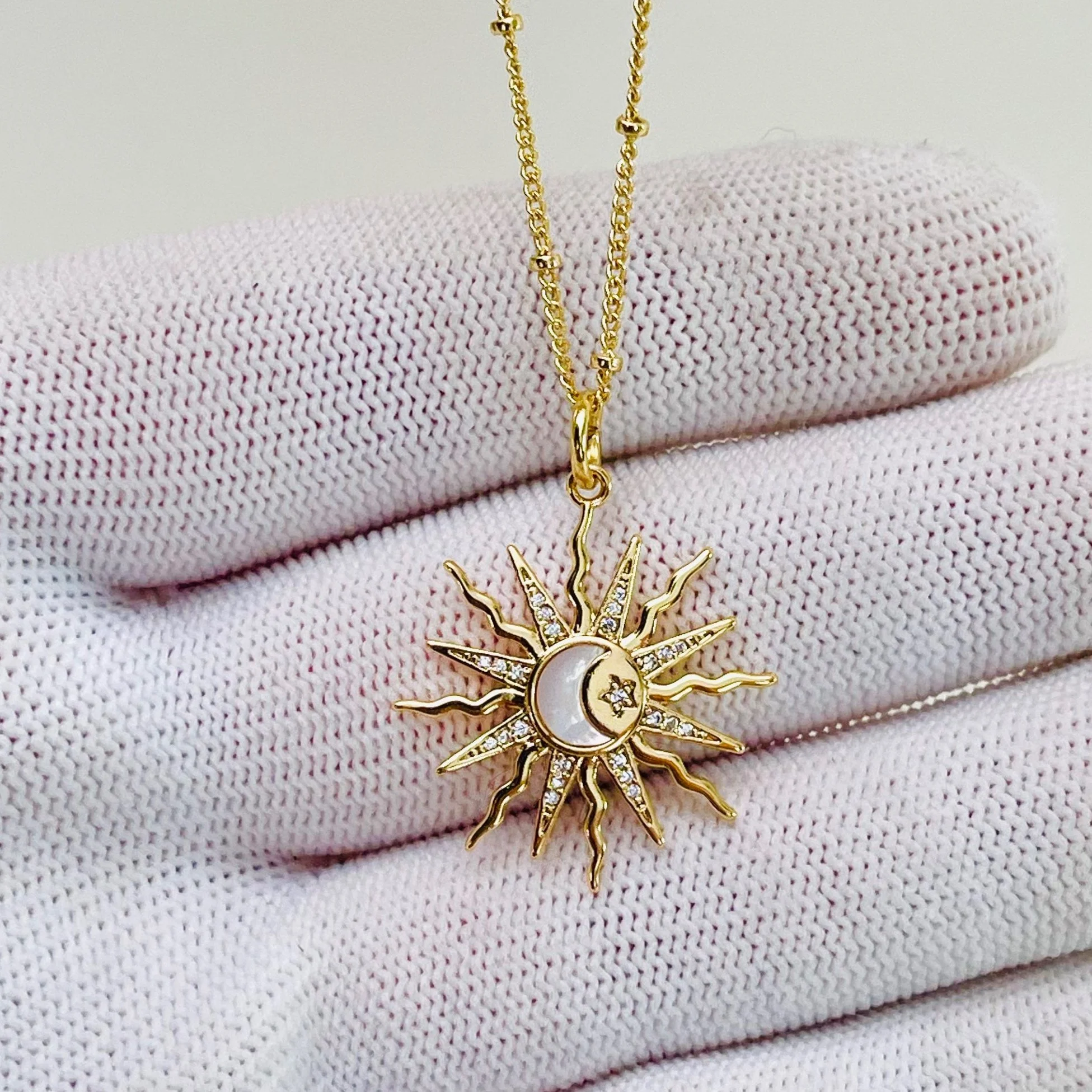 Mother of Pearl Moon and Sun Pendant