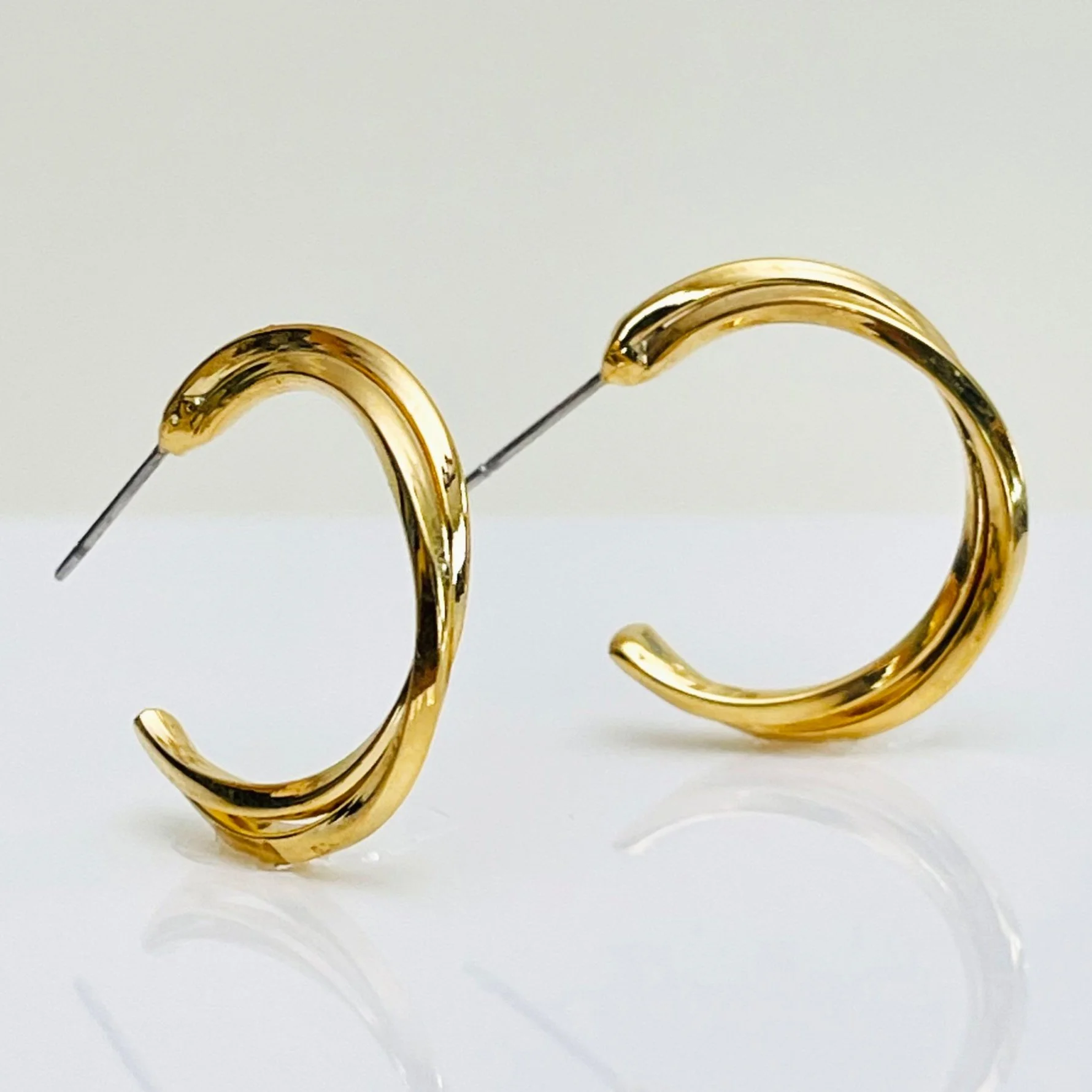 The Braided Gold Semi Hoops