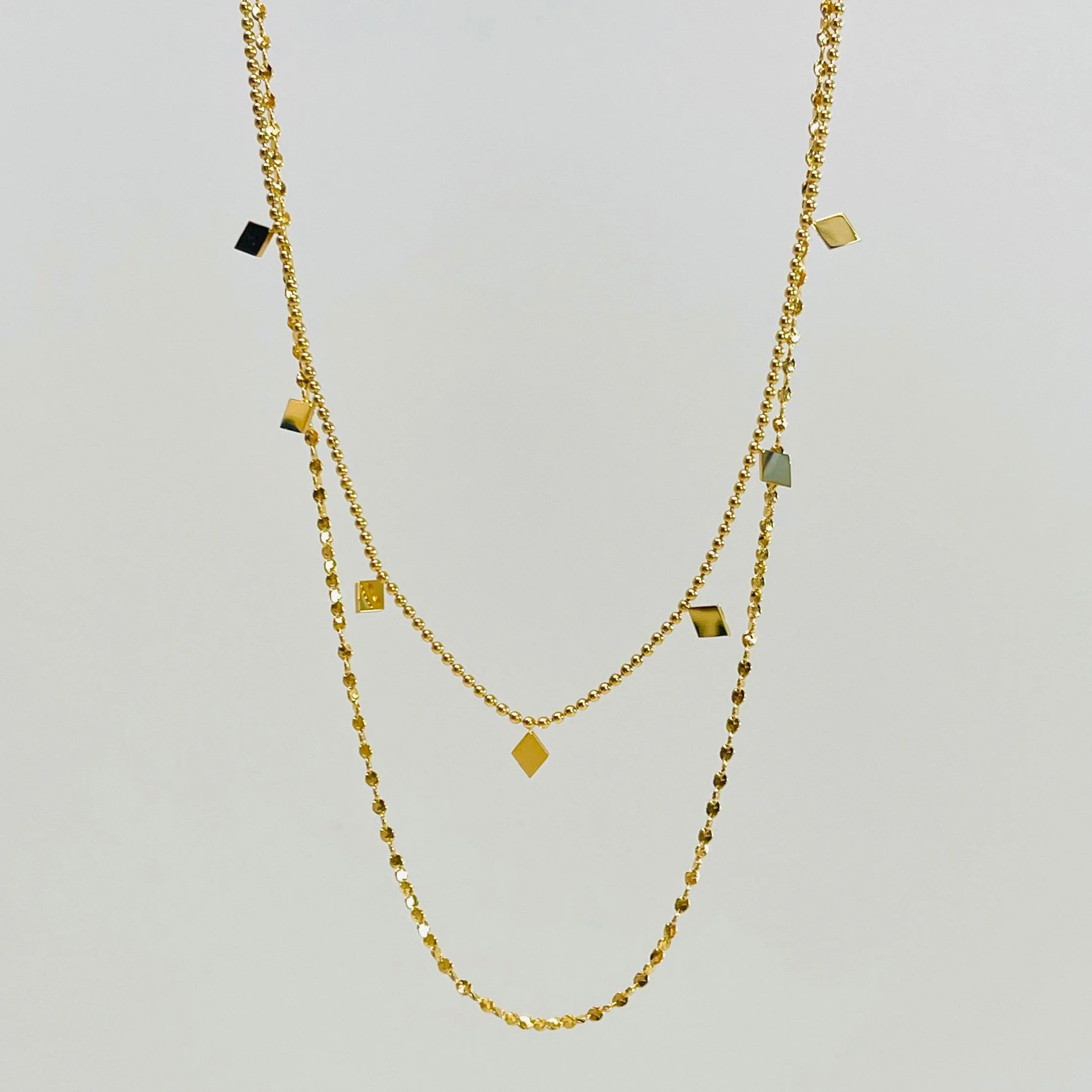 Golden Double Layer Kite Chain Necklace - Stainless Steel