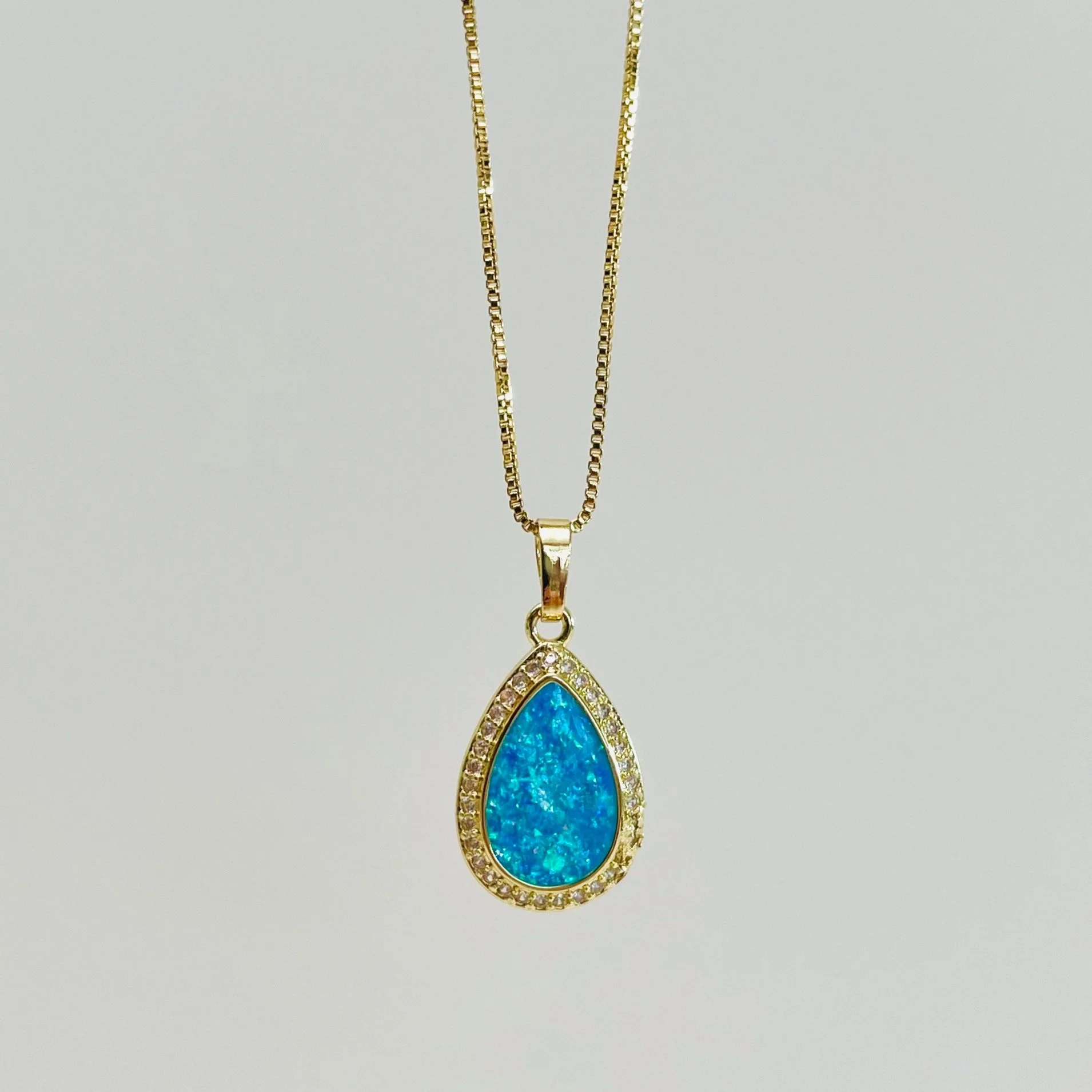 Blue Opal Teardrop Pendant