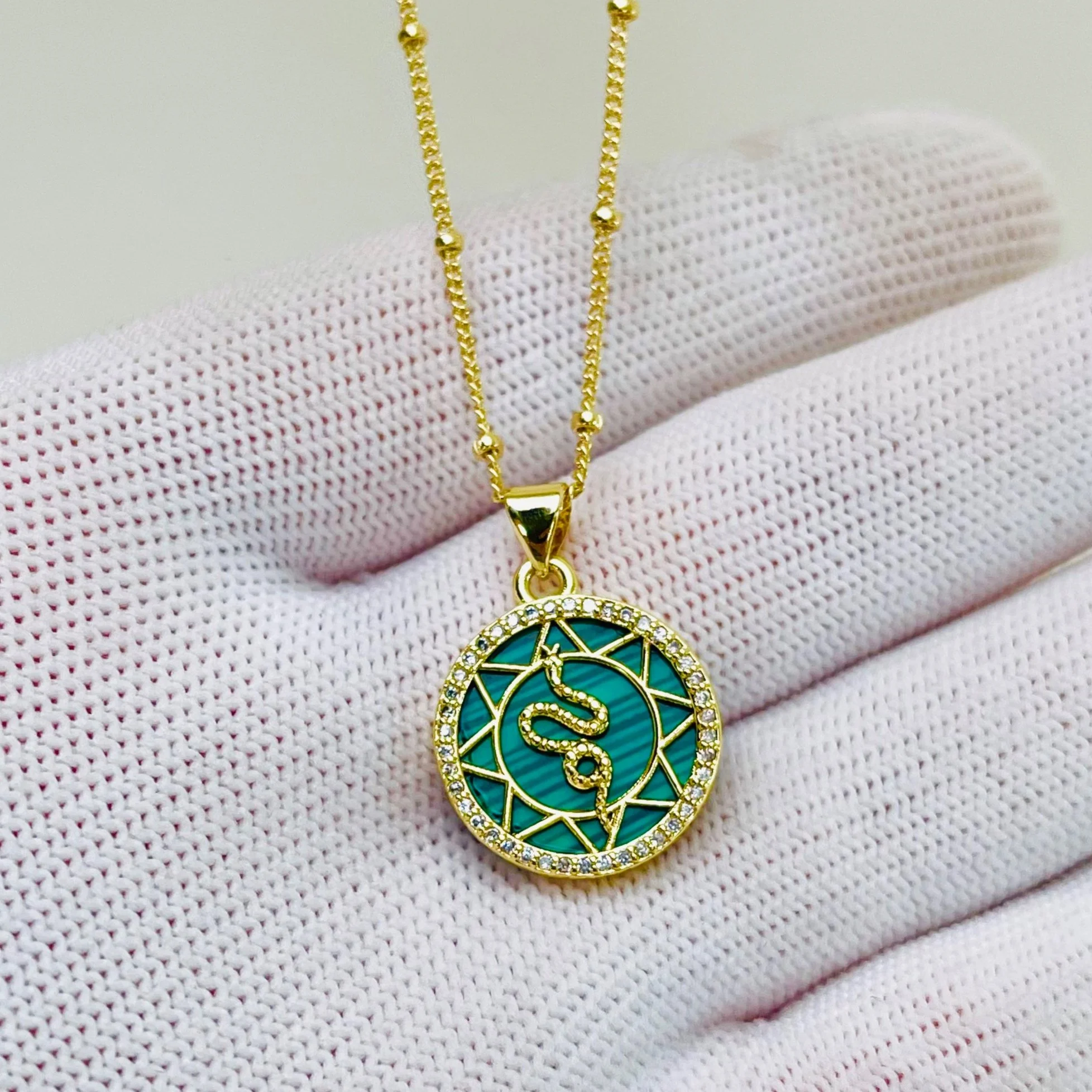 Malachite Golden Snake Pendant