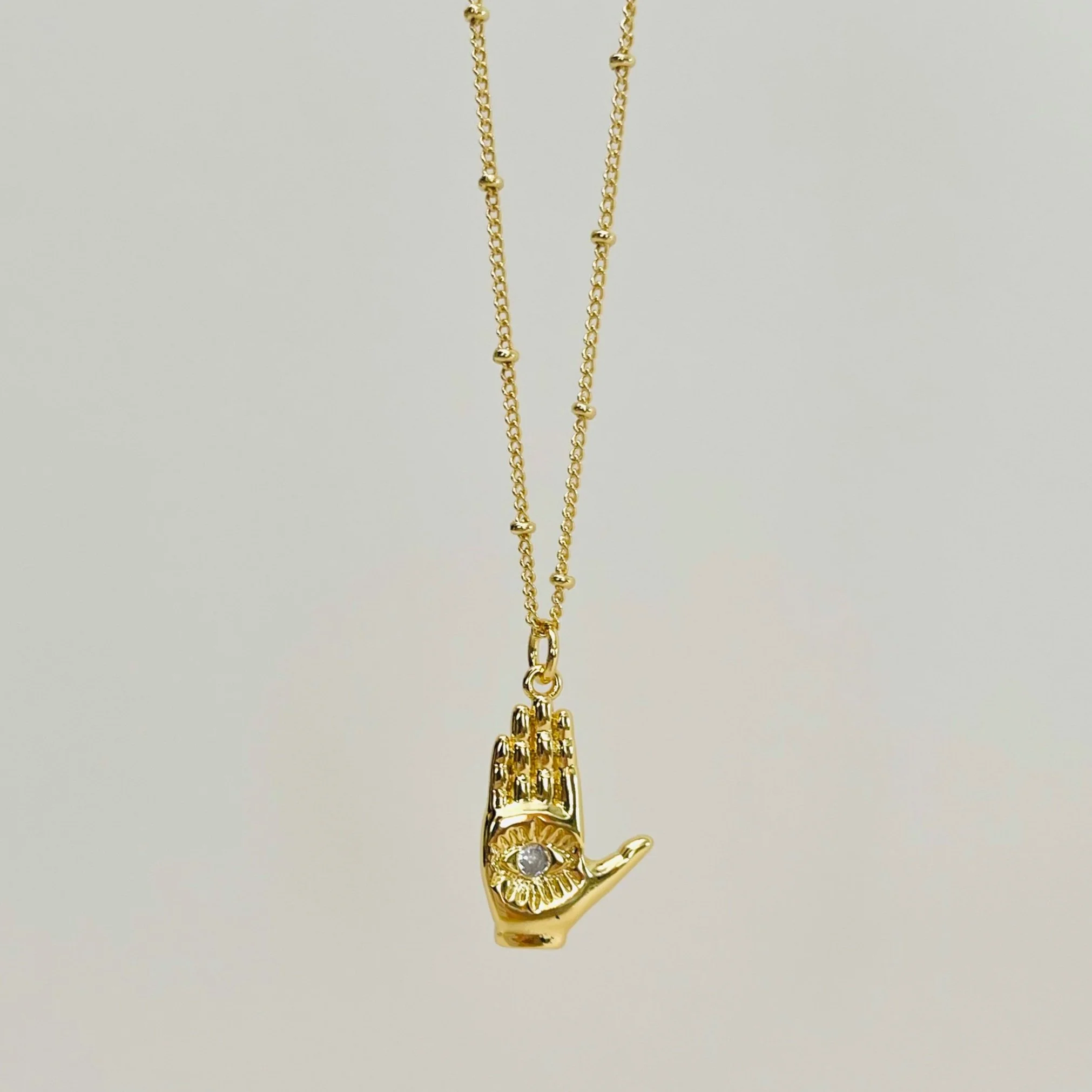Evil Eye Palm Pendant Necklace