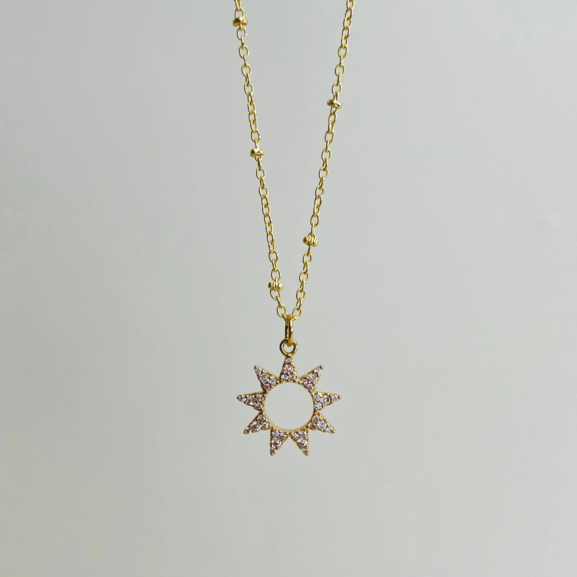 Pave Crystal Sun Pendant