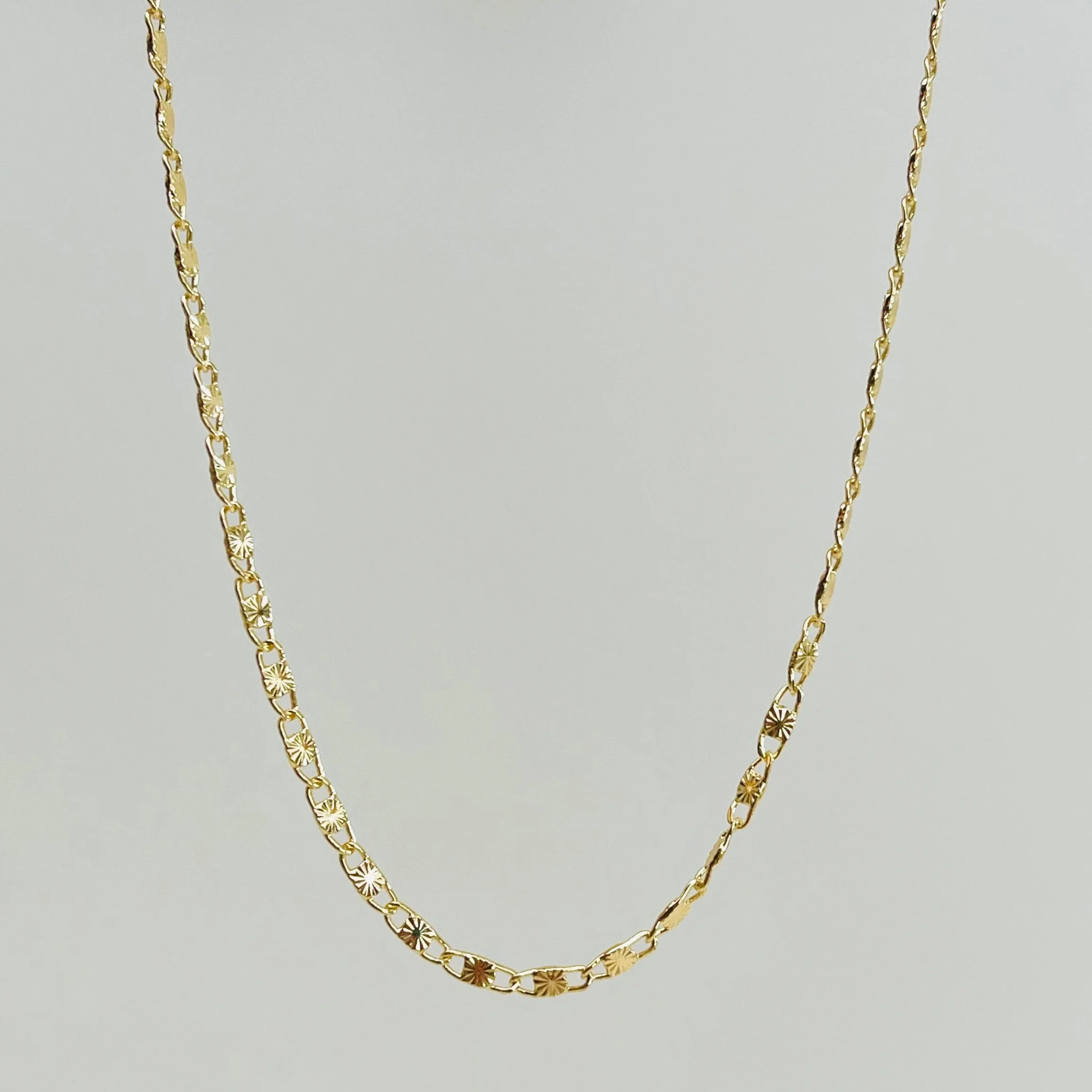 Diamond Cut Tag Link Layering Chain