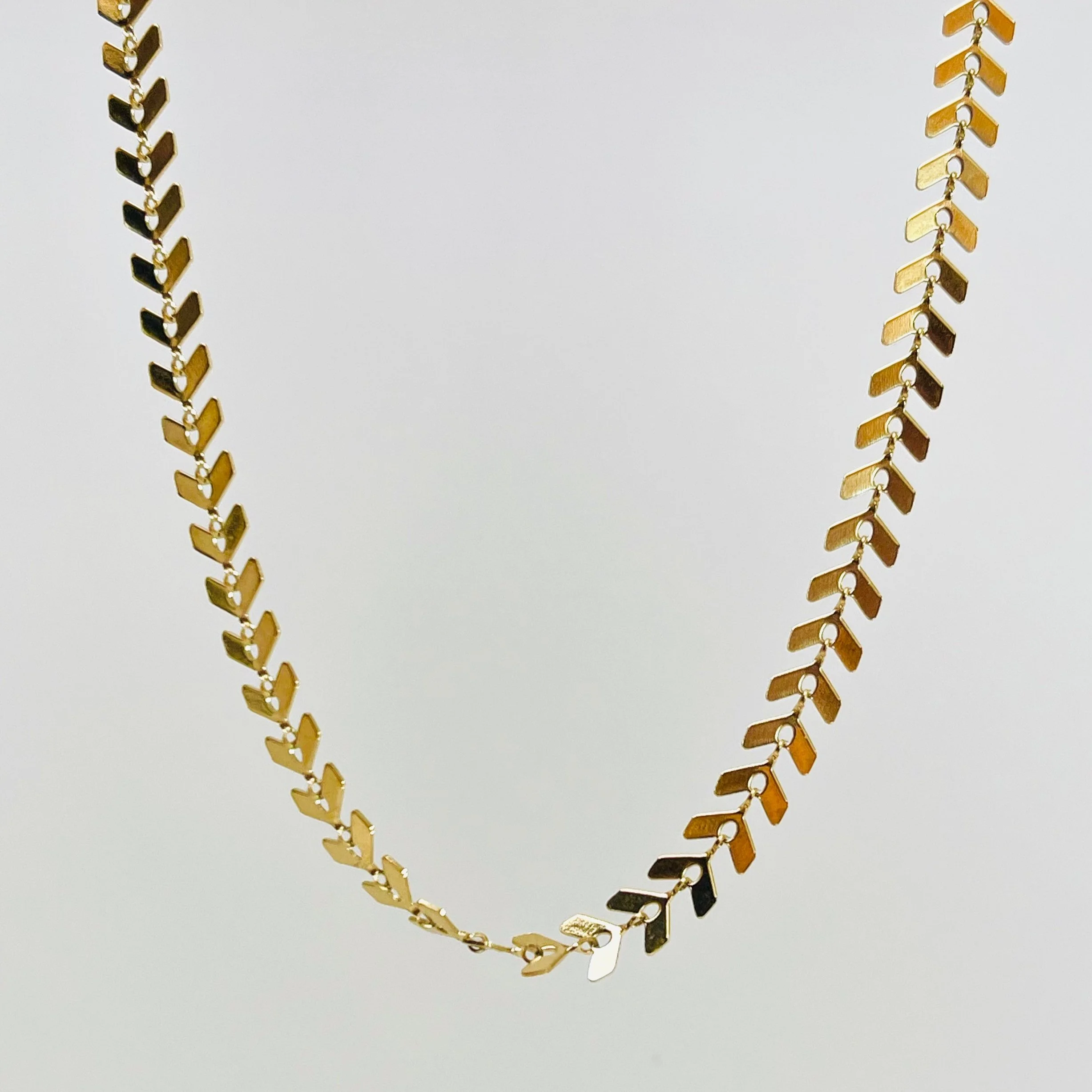 Gold Chevron Herringbone Chain - Stainless Steel