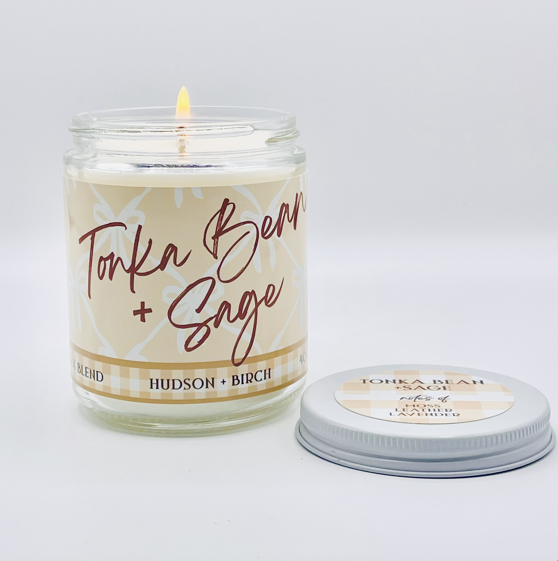 TONKA BEAN AND SAGE- ARTISANAL HAND POURED 8OZ GLASS JAR CANDLE