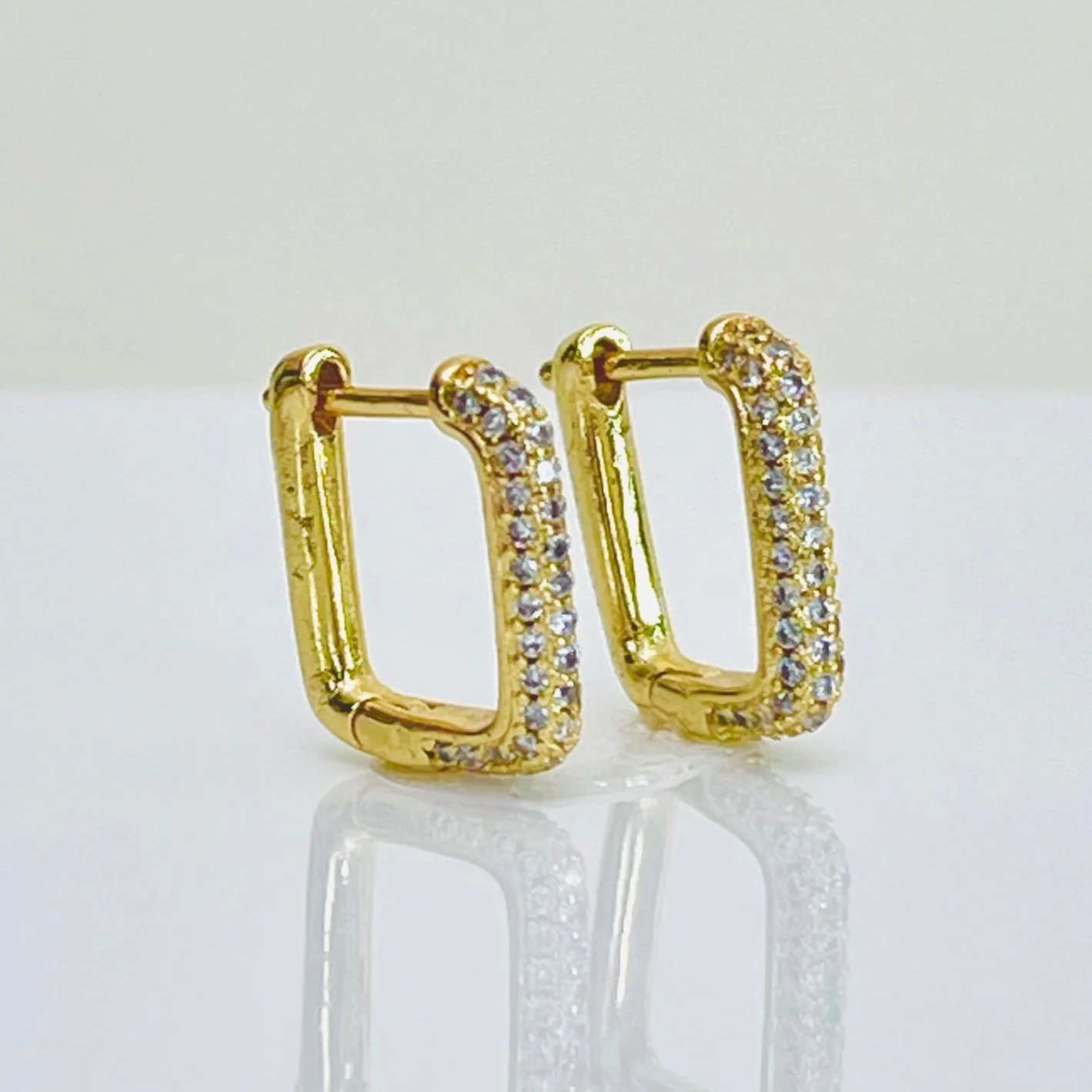 Golden Pave Crystal Huggie Hoops