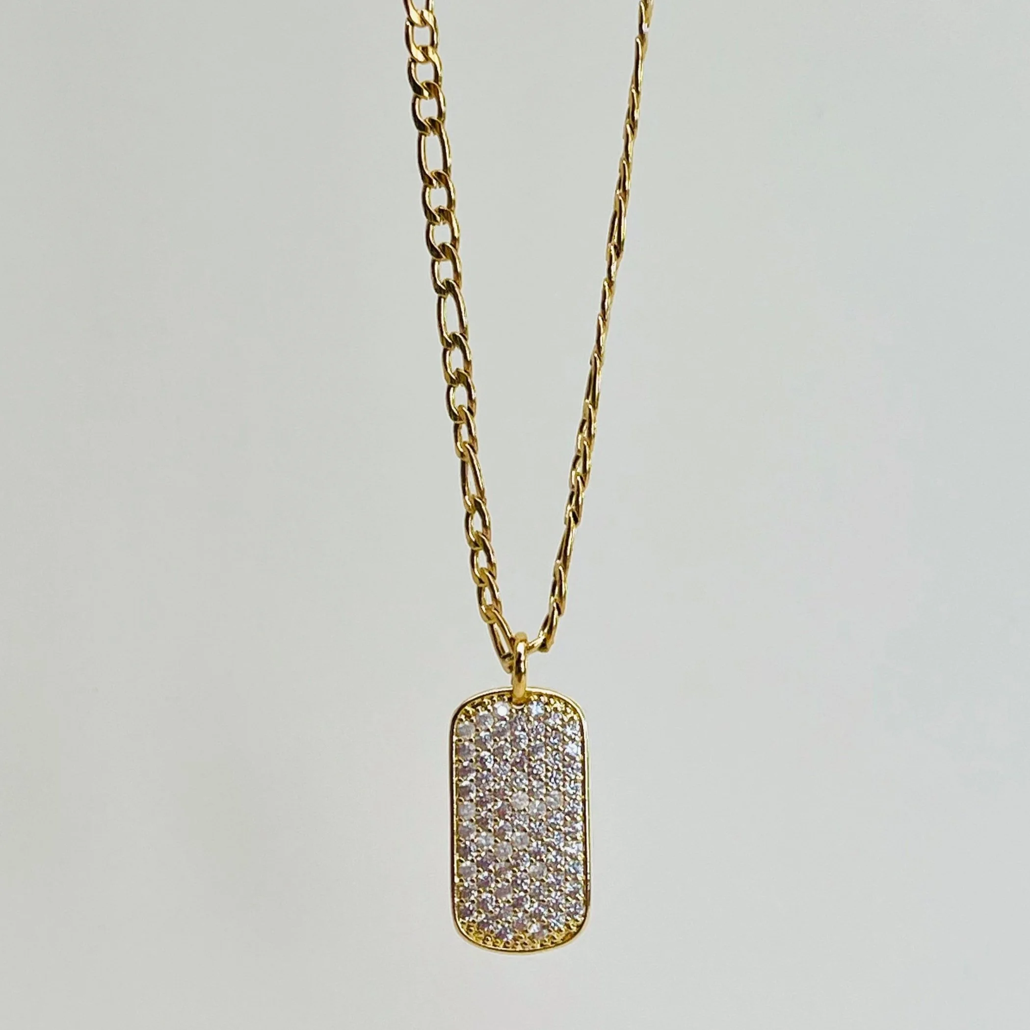 Crystal Dog Tag Pendant