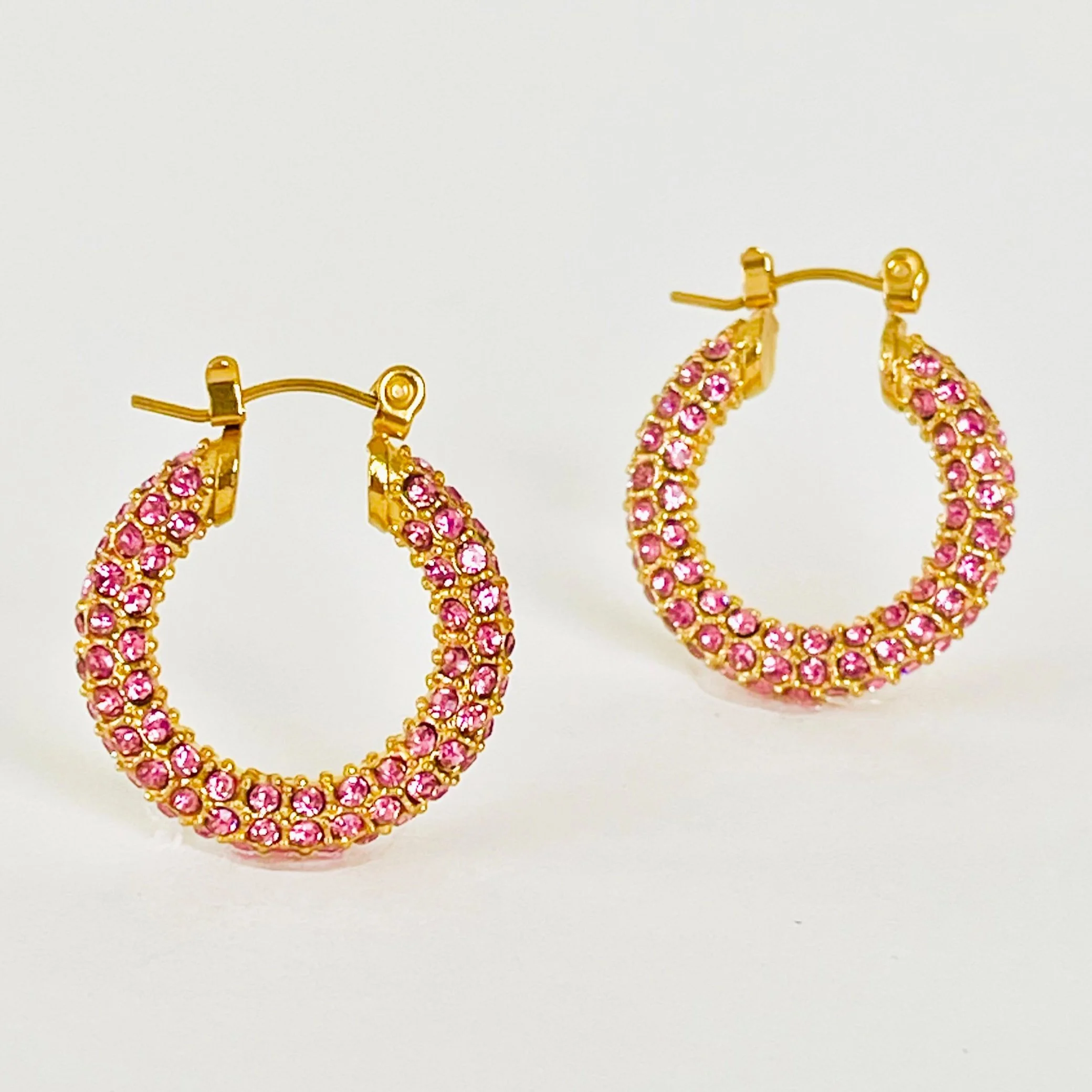 All over Blush Crystal Medium Hoops