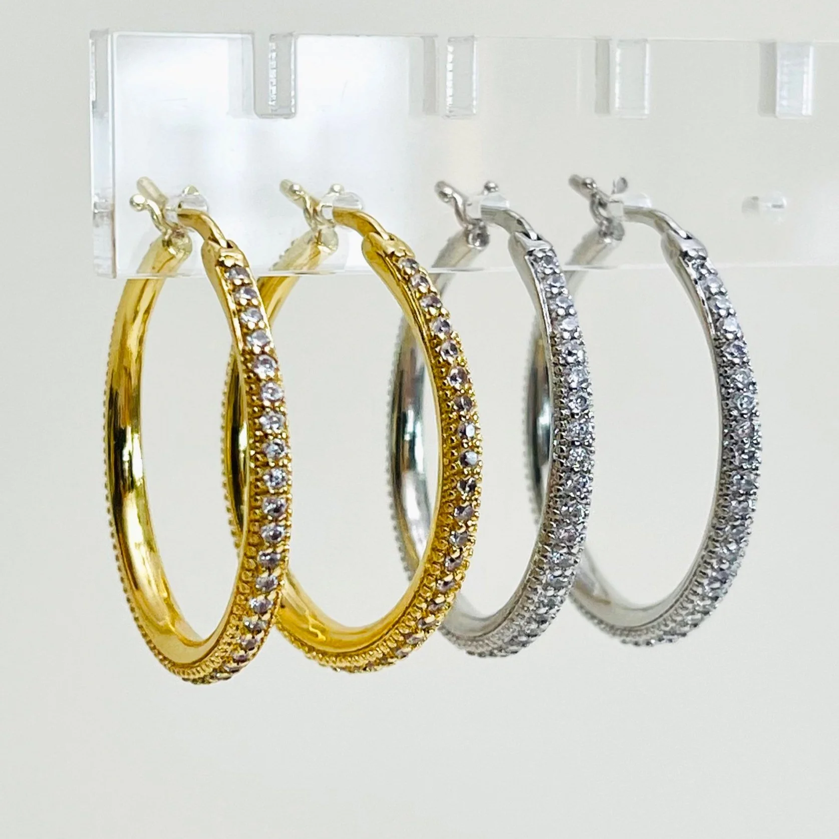 The Golden Pave Crystal Medium Hoops