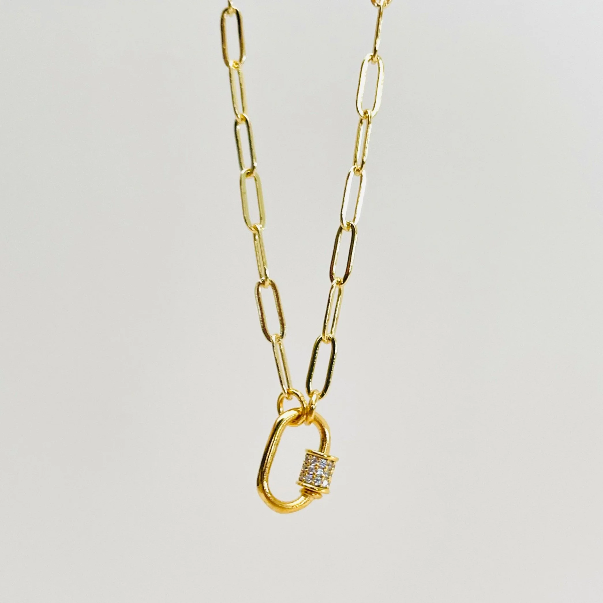 Mini Pave Carabiner Lock Pendant