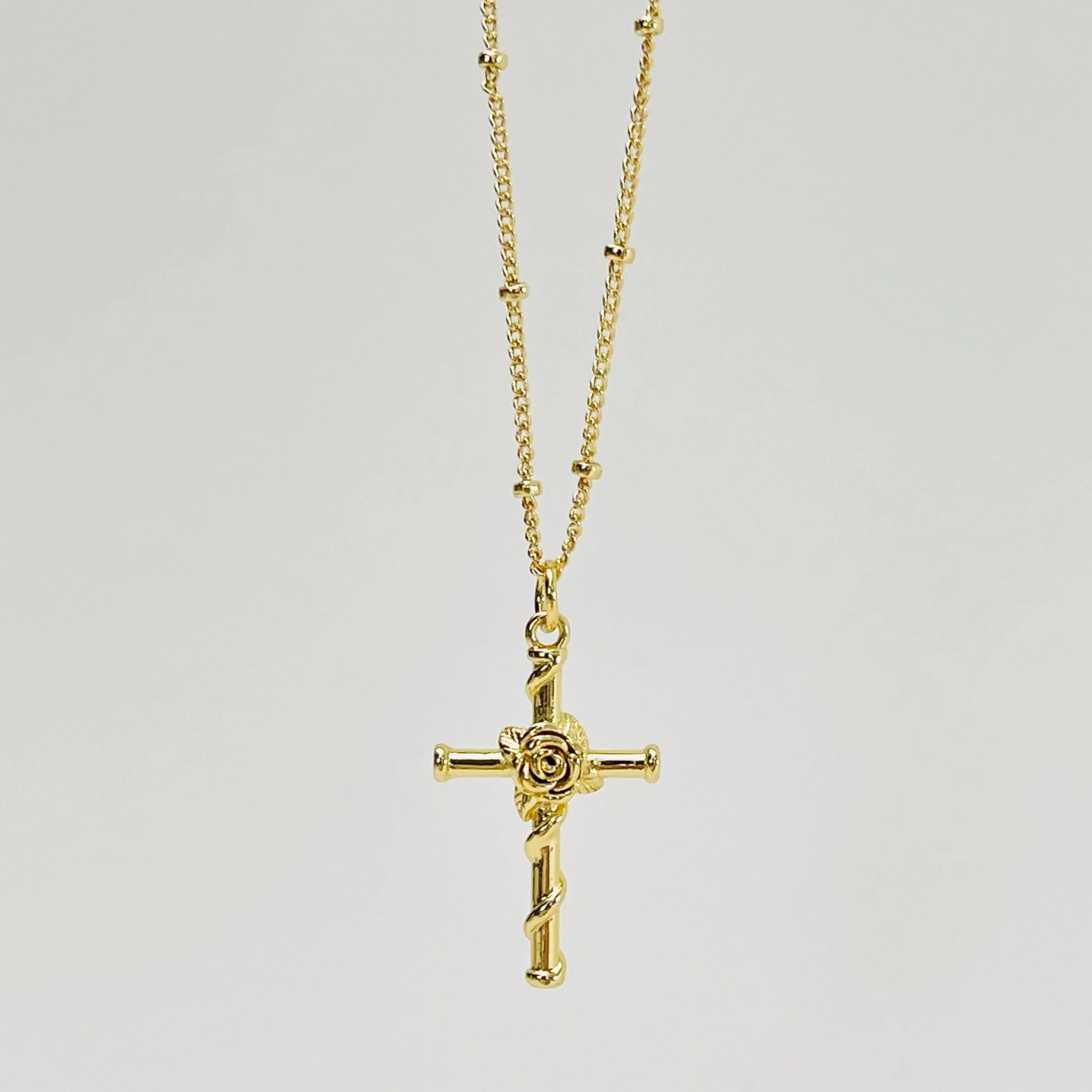 Wild Rose Cross Pendant