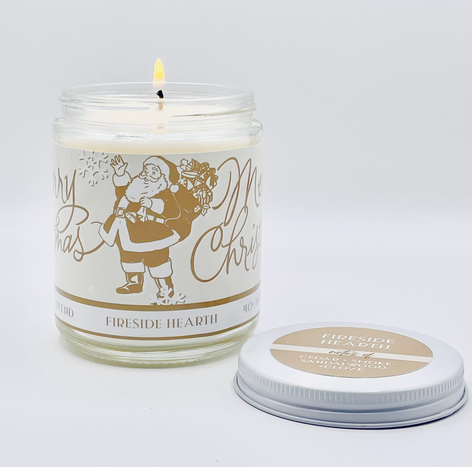 FIRESIDE HEARTH - ARTISANAL HAND POURED 8OZ GLASS JAR CANDLE