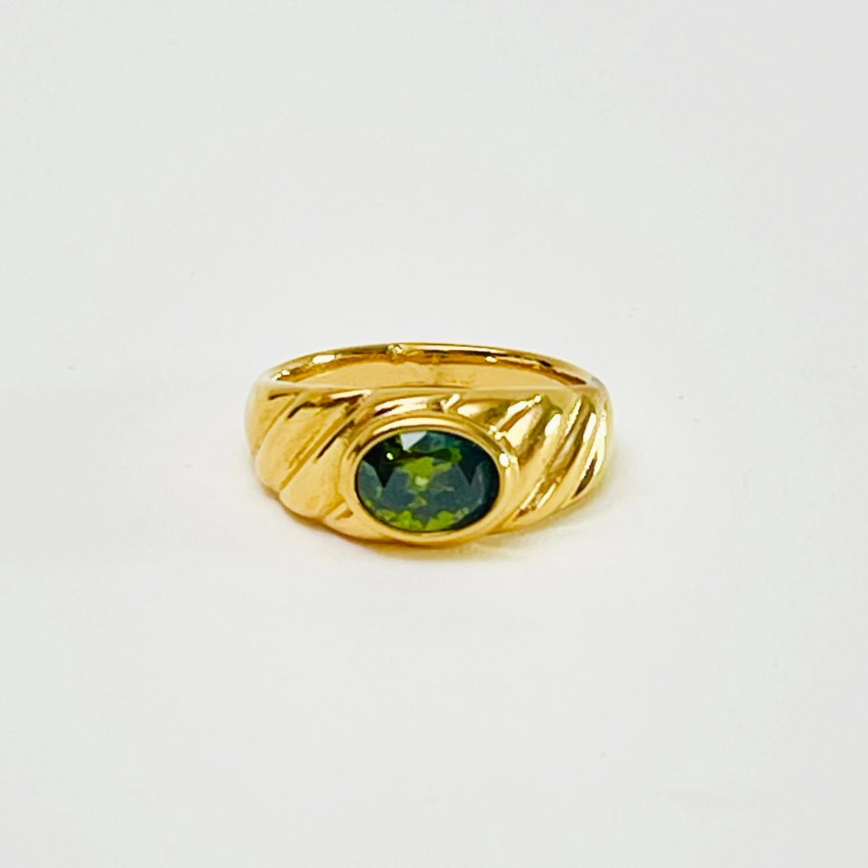 The Braided Gold Peridot Ring - Stainless Steel