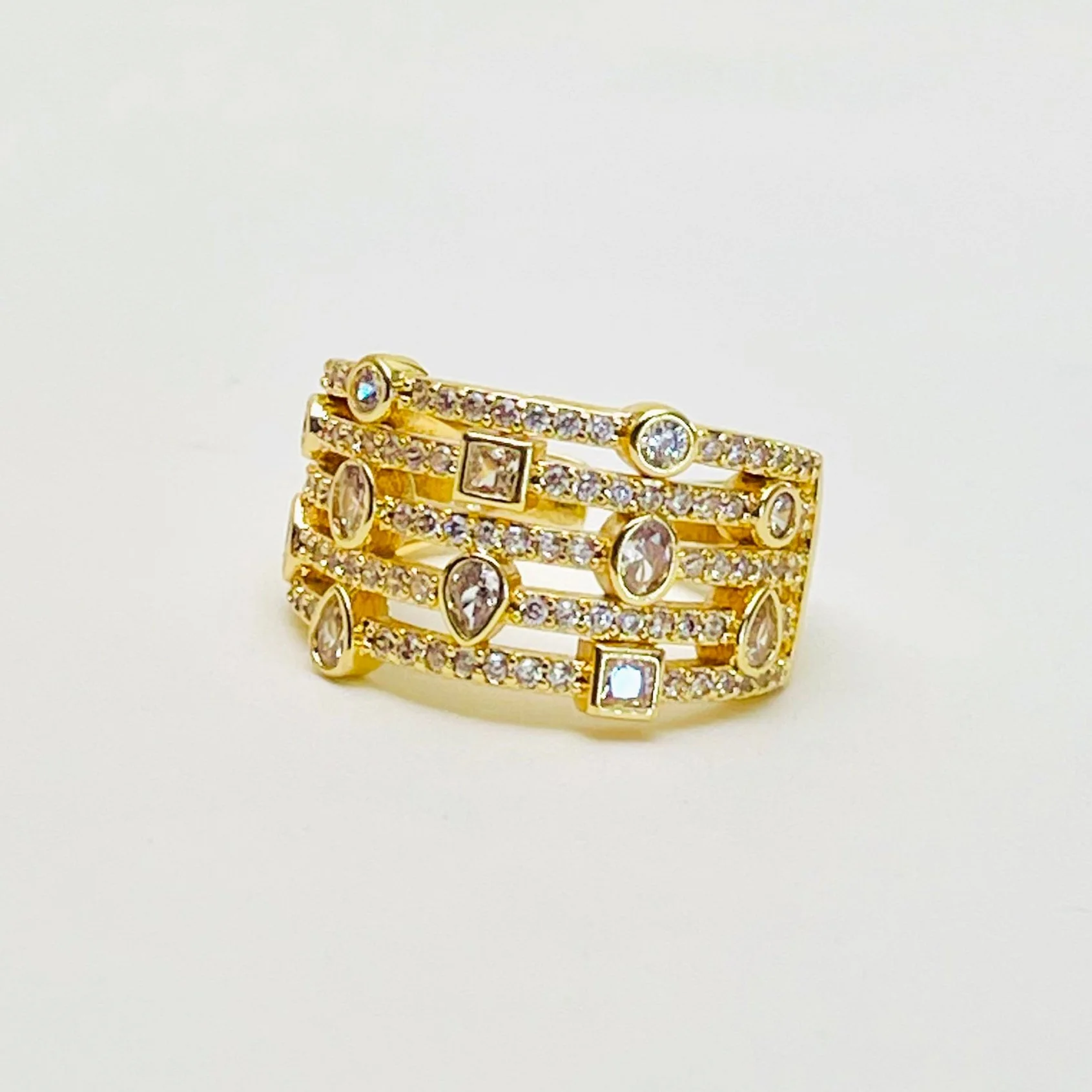 The Layered Crystal Crest Statement Ring