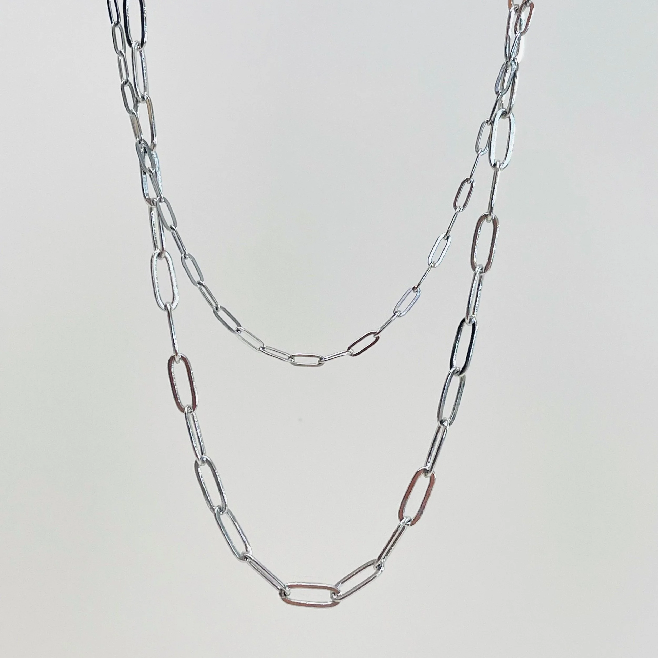 Silver Paperclip Chains - Stainless Steel