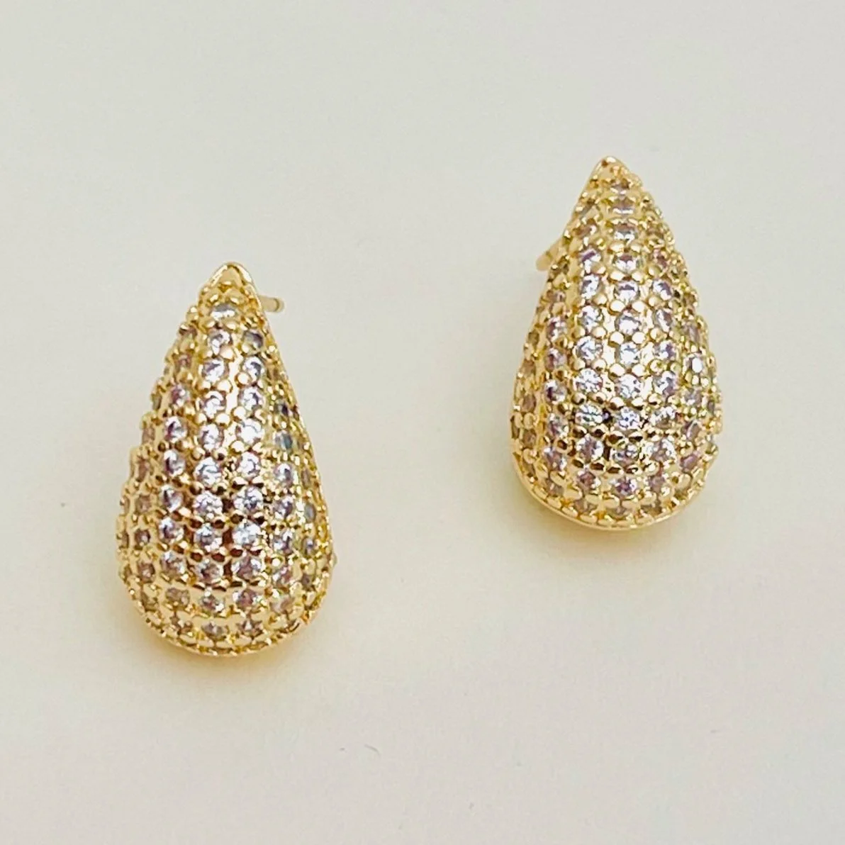 Pave Crystal Teardrop Studs