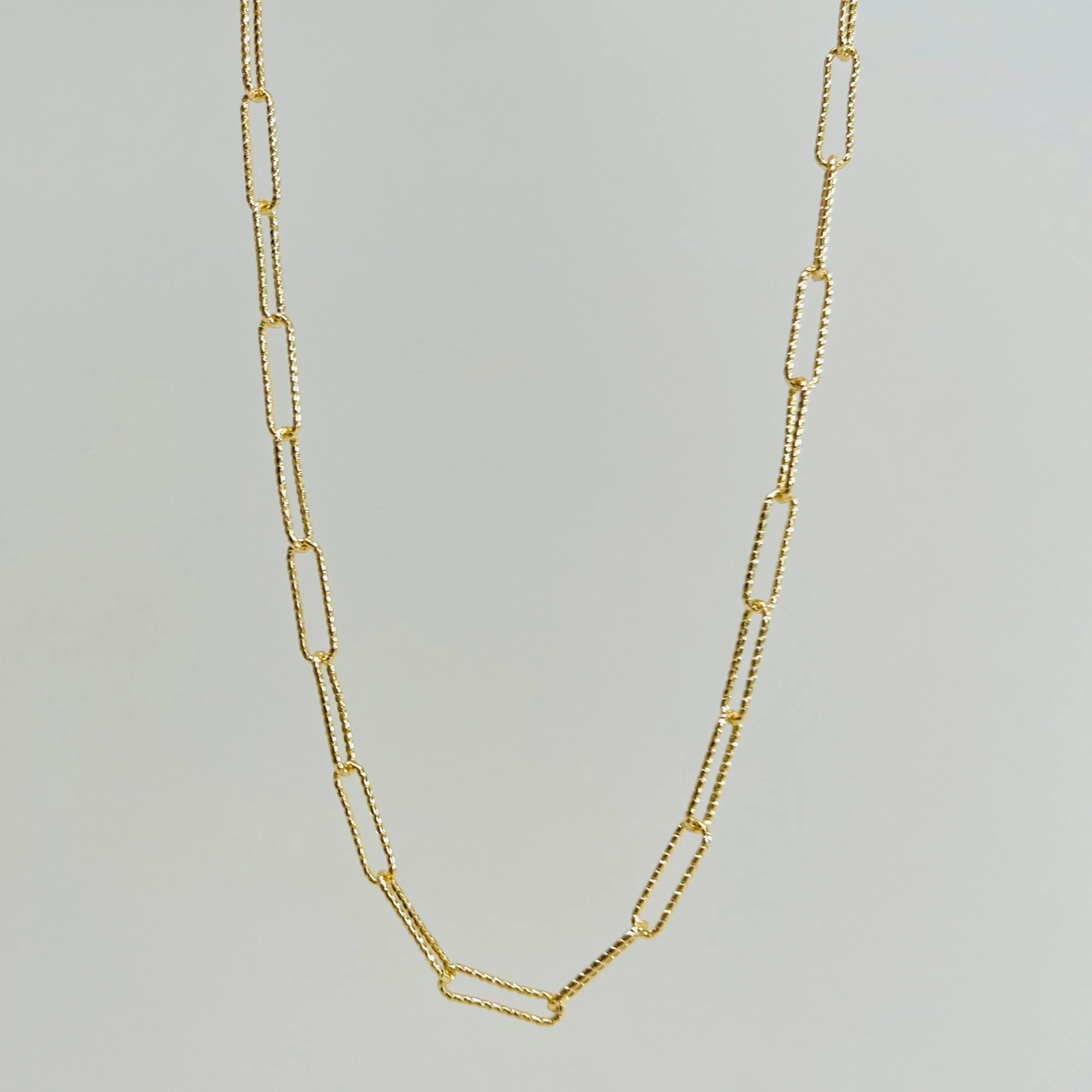 Faceted Golden Paperclip Layering Chain